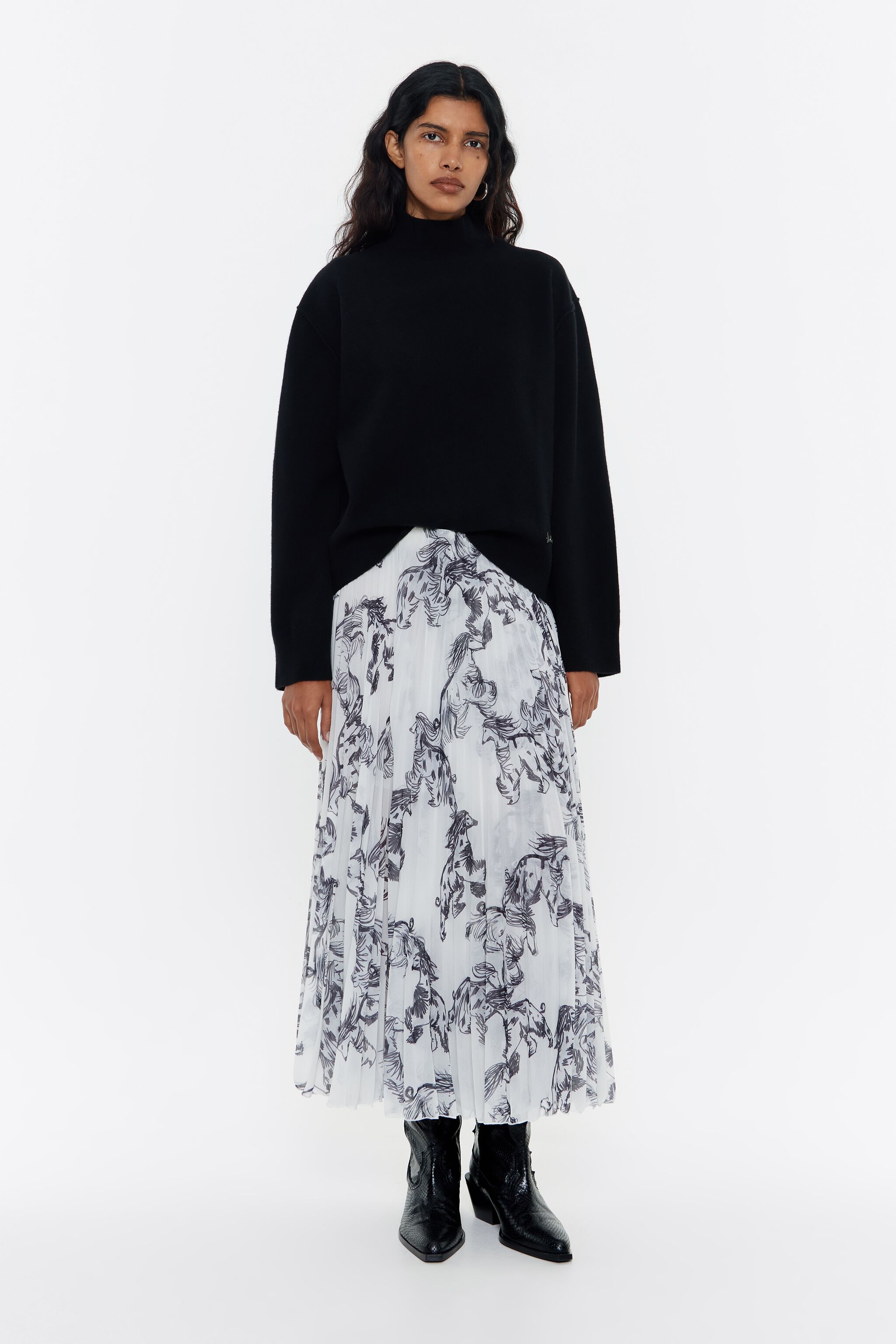 Grey Greyhound pleated midi skirt