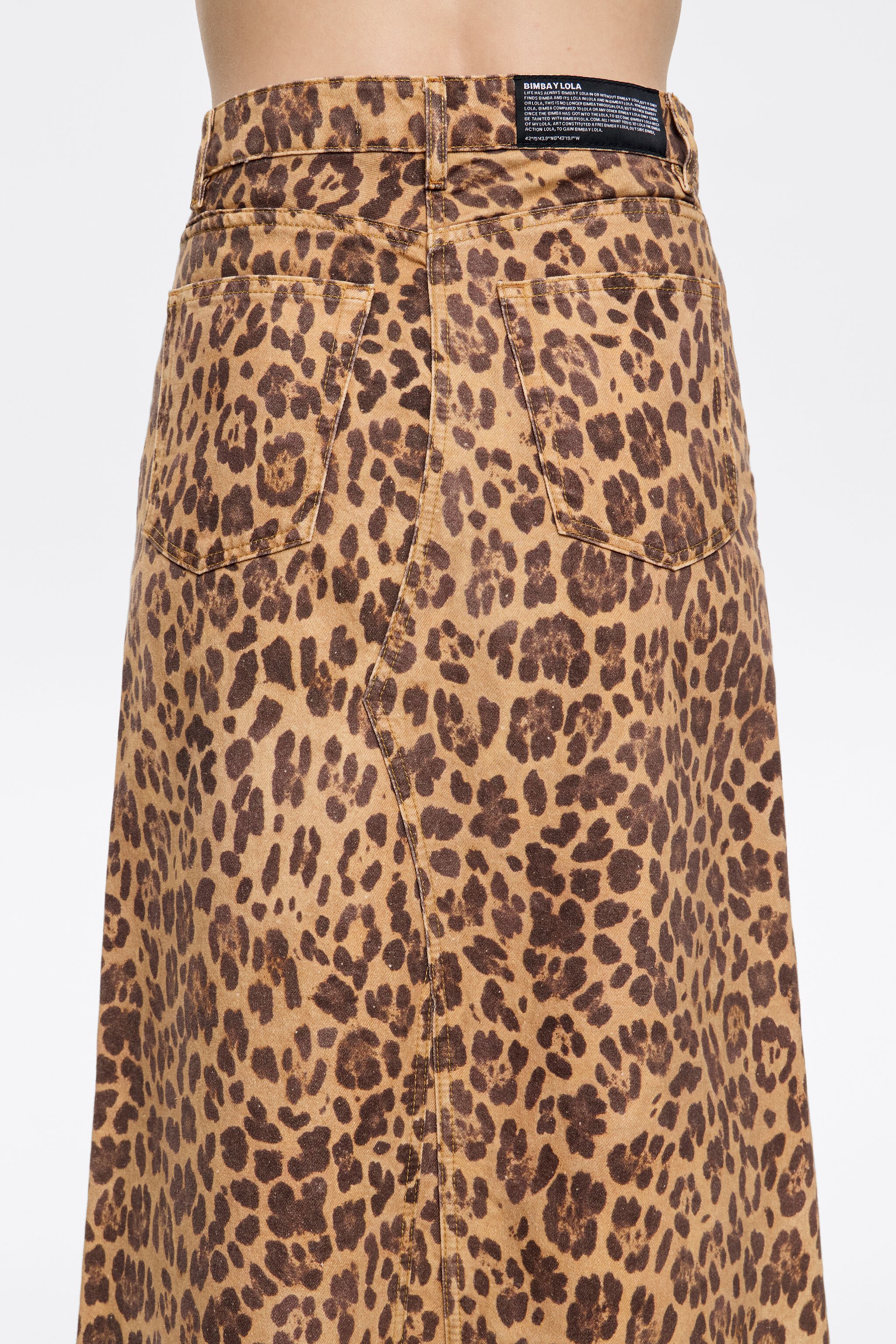 Natural Leopard A-line denim skirt