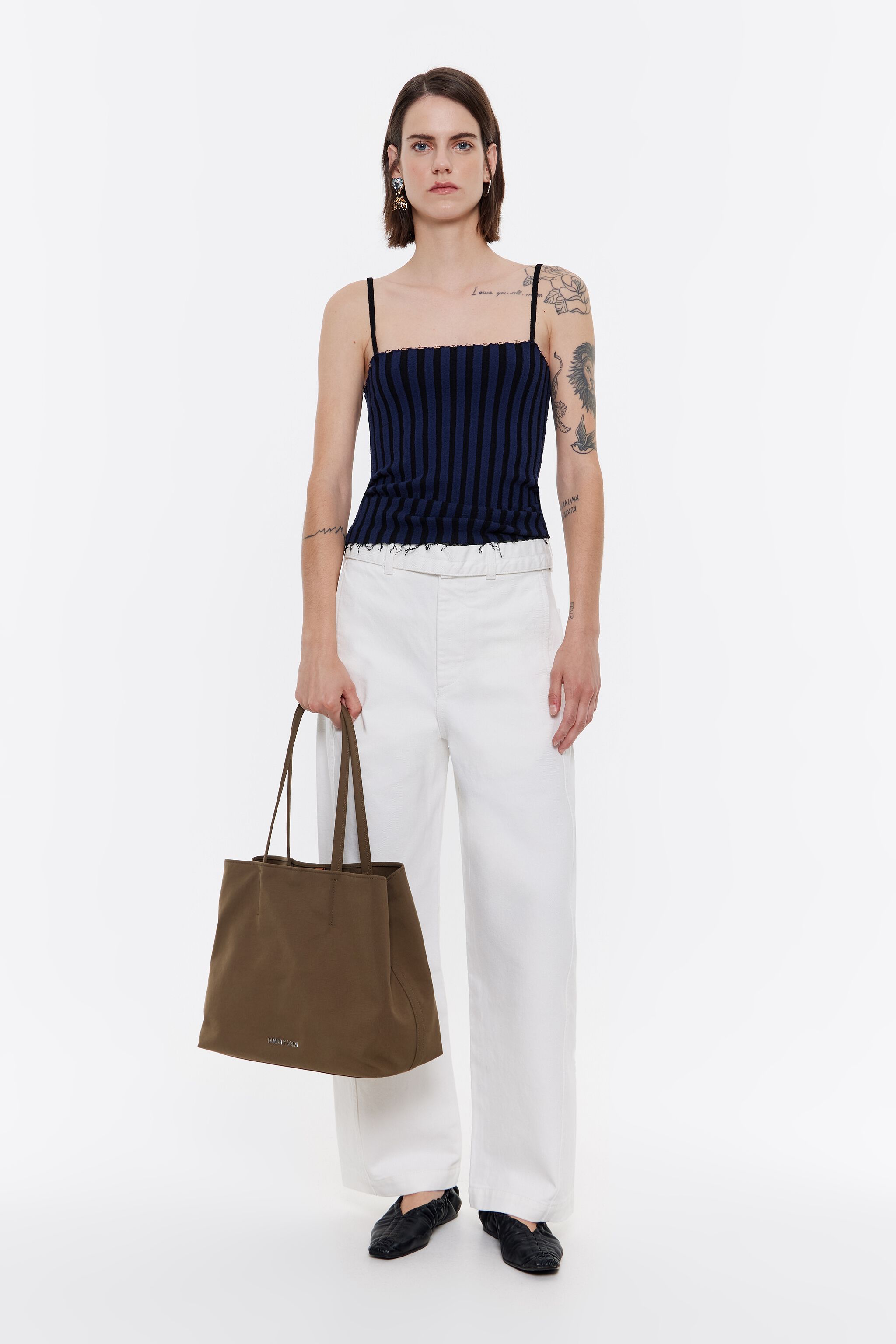 BARREL - White belted jeans