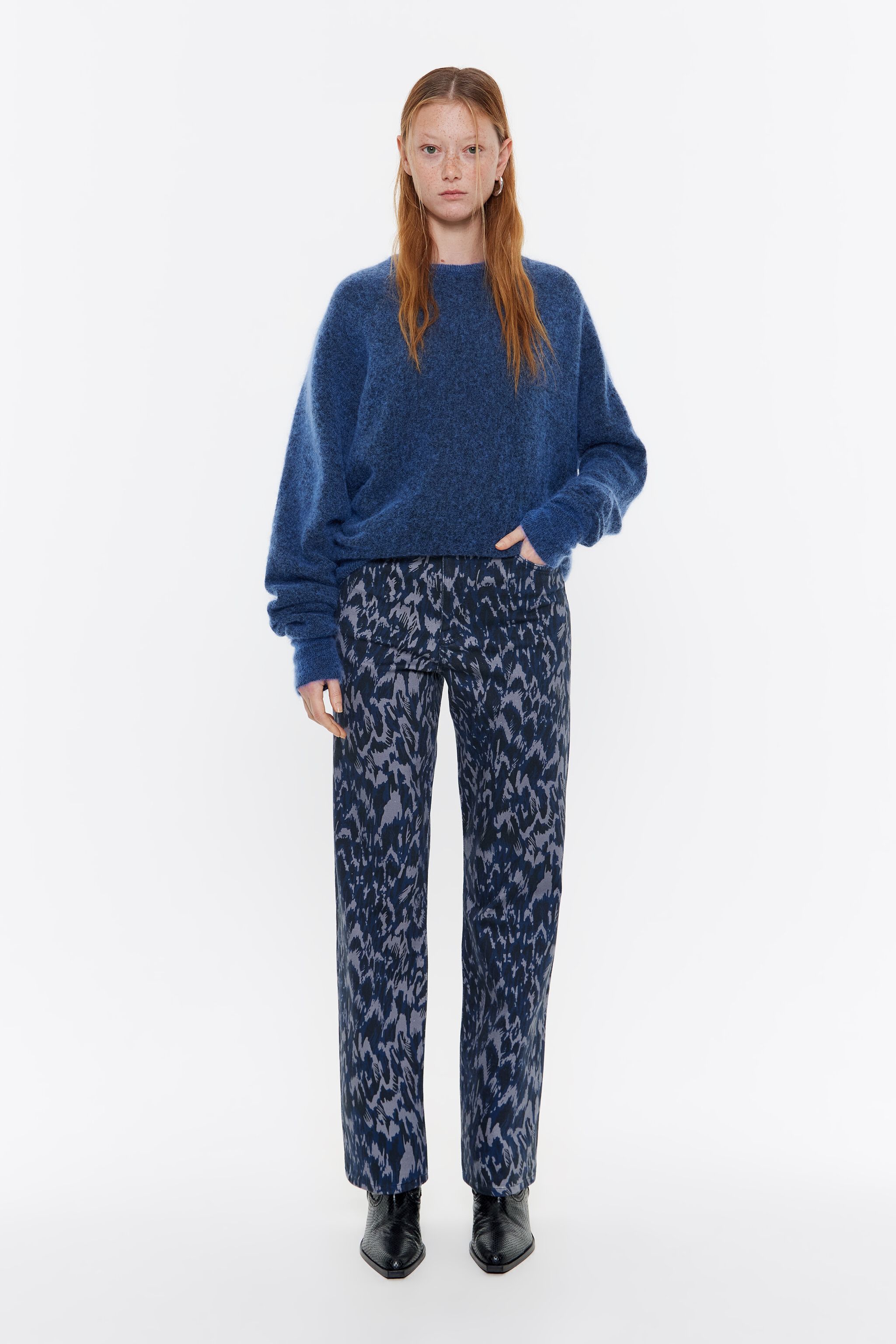 STRAIGHT CROPPED - Navy blue Plumancha jeans