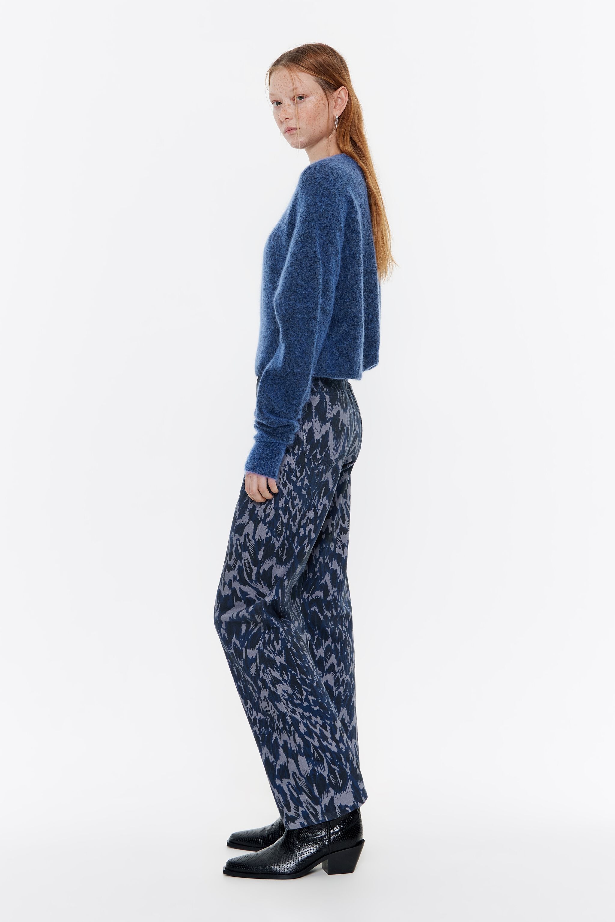 STRAIGHT CROPPED - Navy blue Plumancha jeans