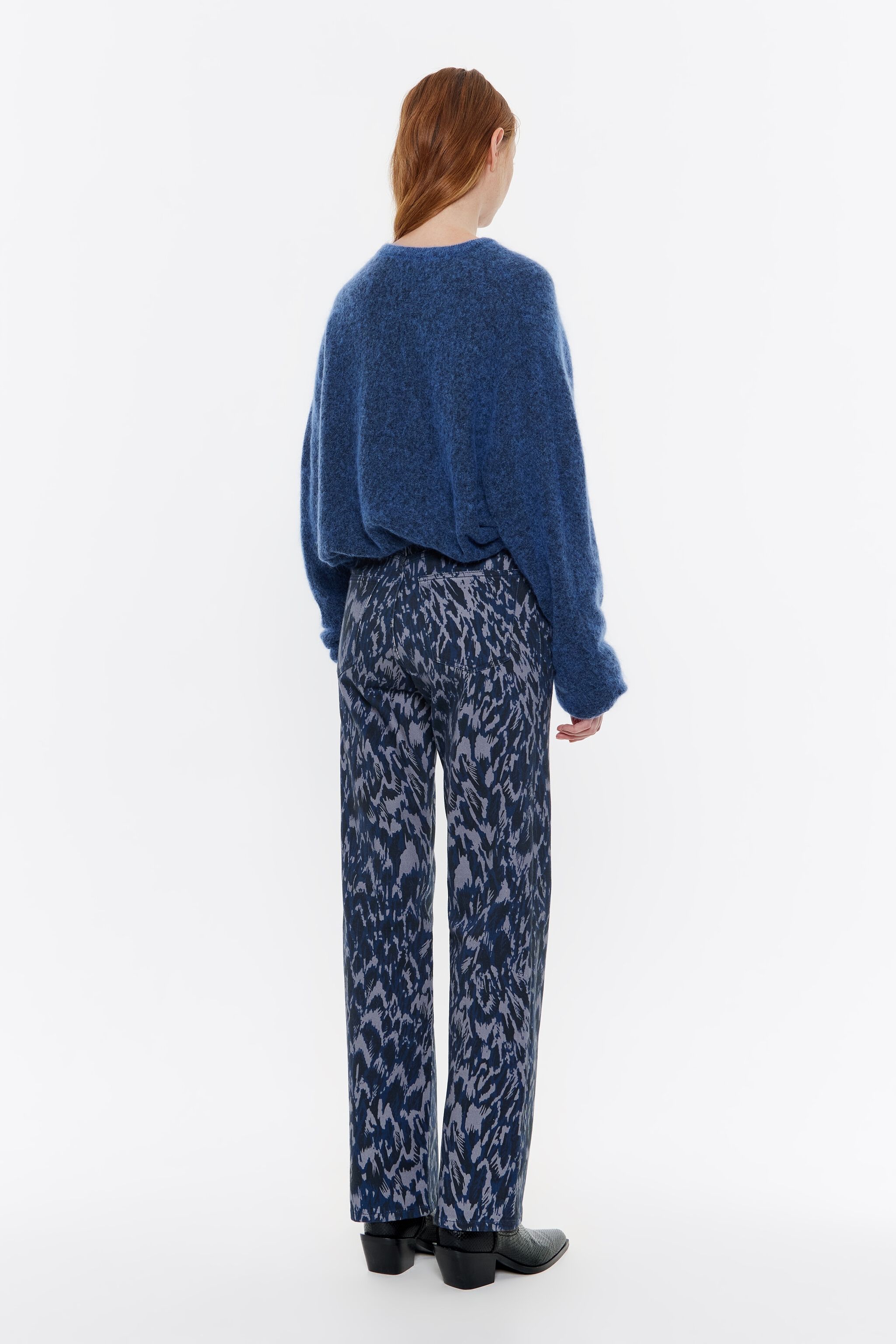 STRAIGHT CROPPED - Navy blue Plumancha jeans