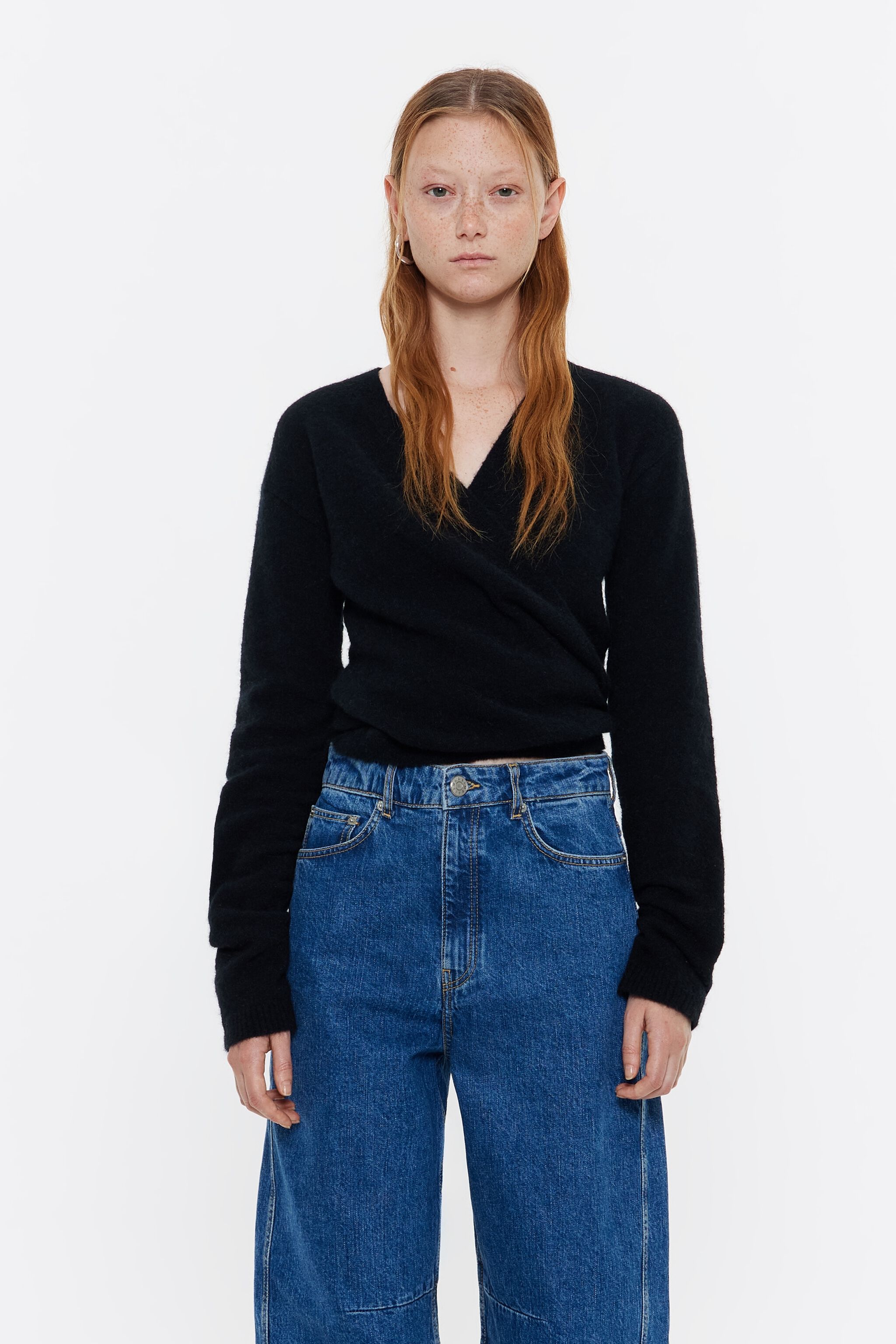 Jersey cruzado mohair negro