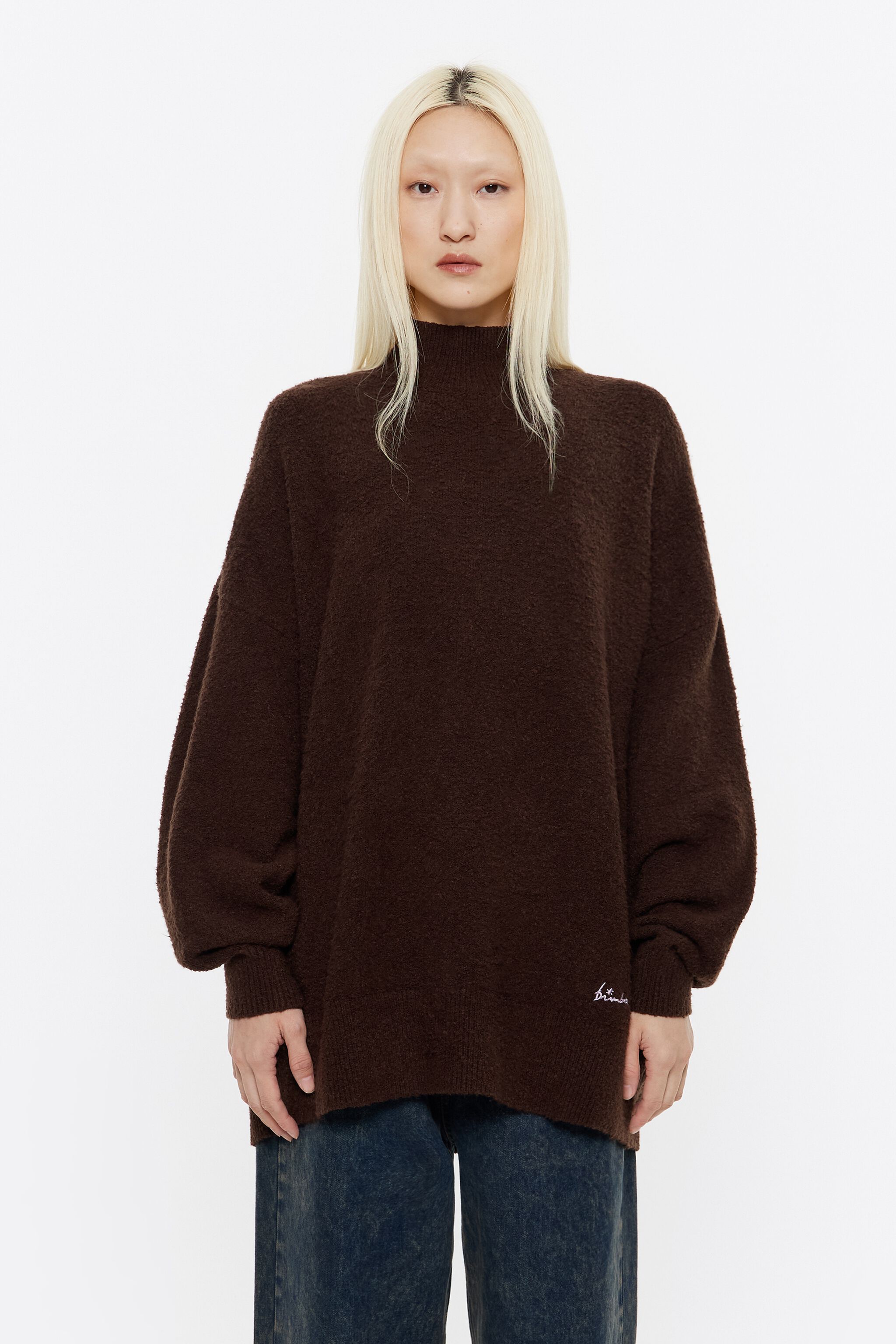 Long dark brown cotton sweater