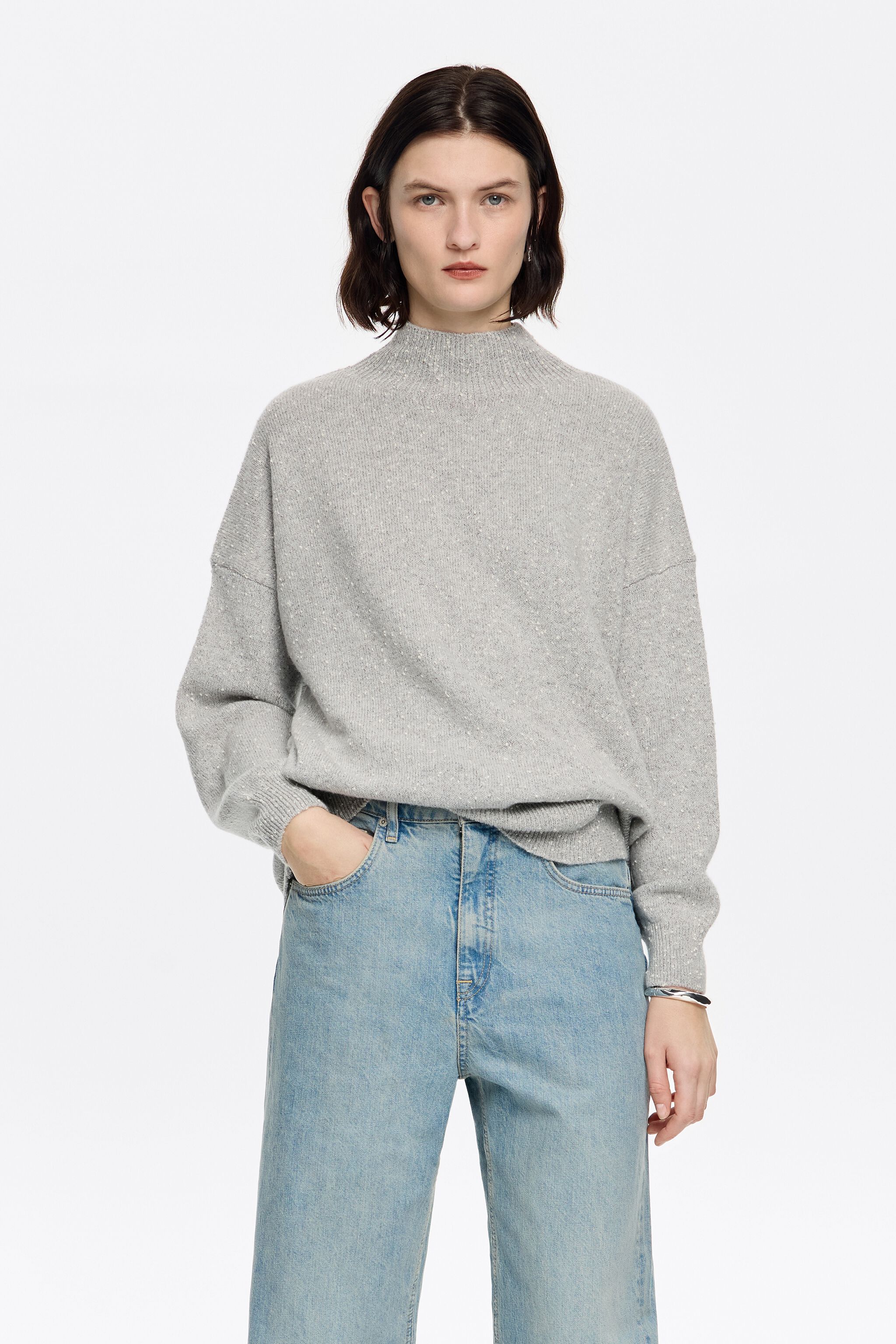 Light gray high neck sweater