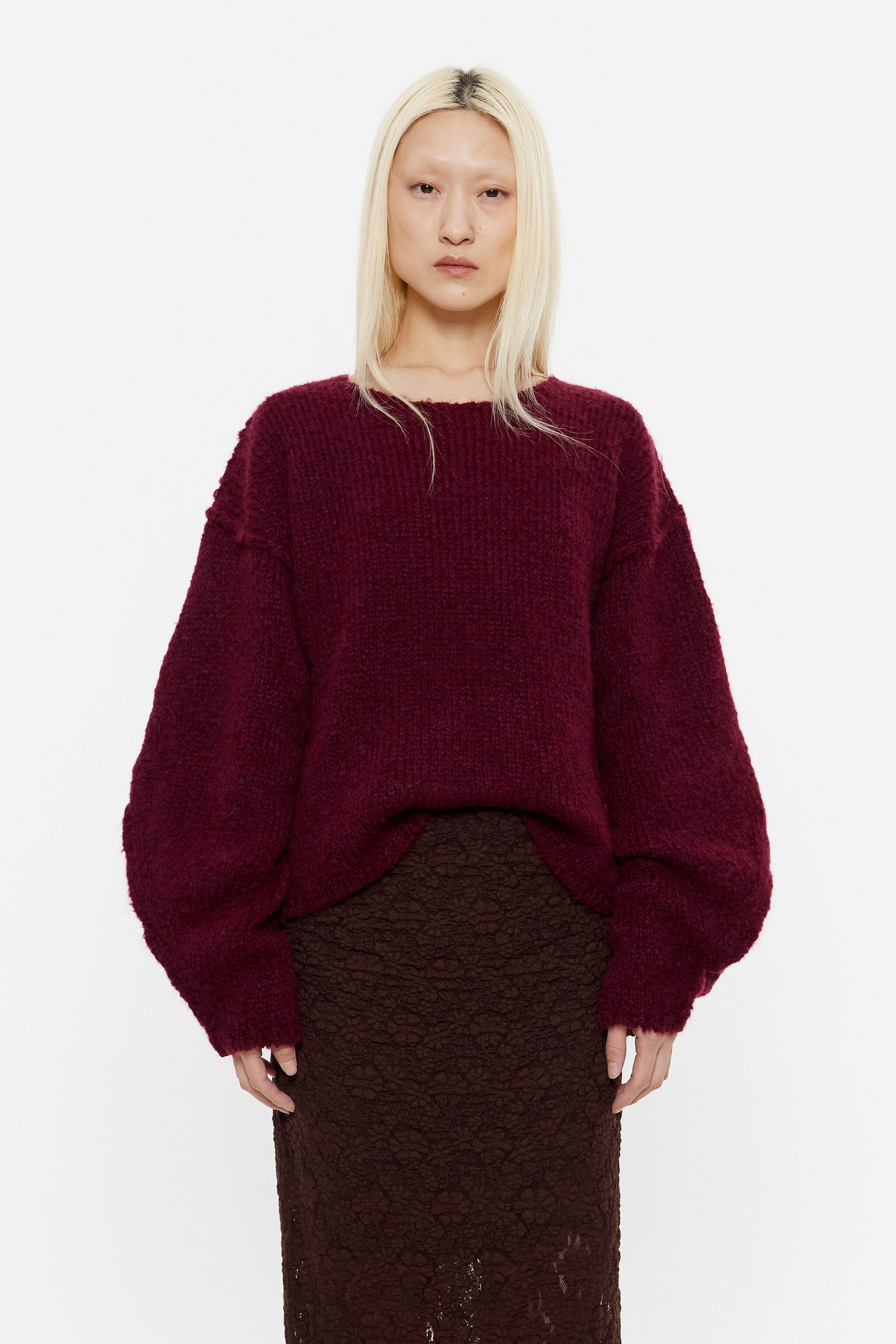 Burgundy alpaca seams jumper