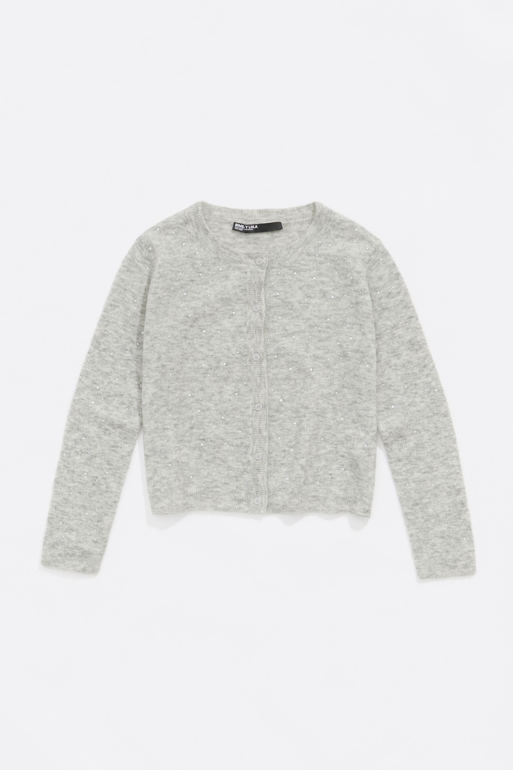 Light gray mohair rhinestones cardigan