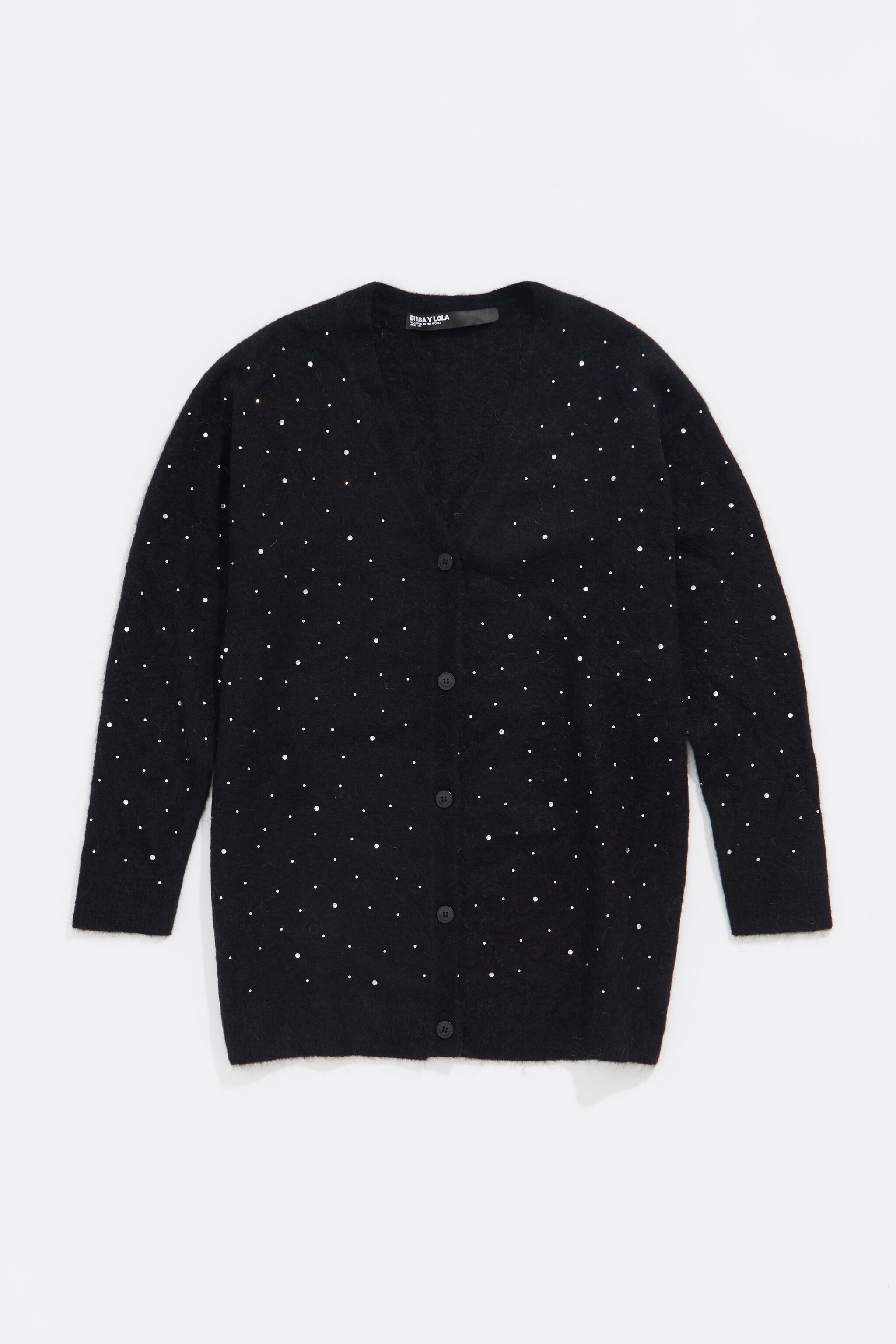 Black mohair rhinestones cardigan