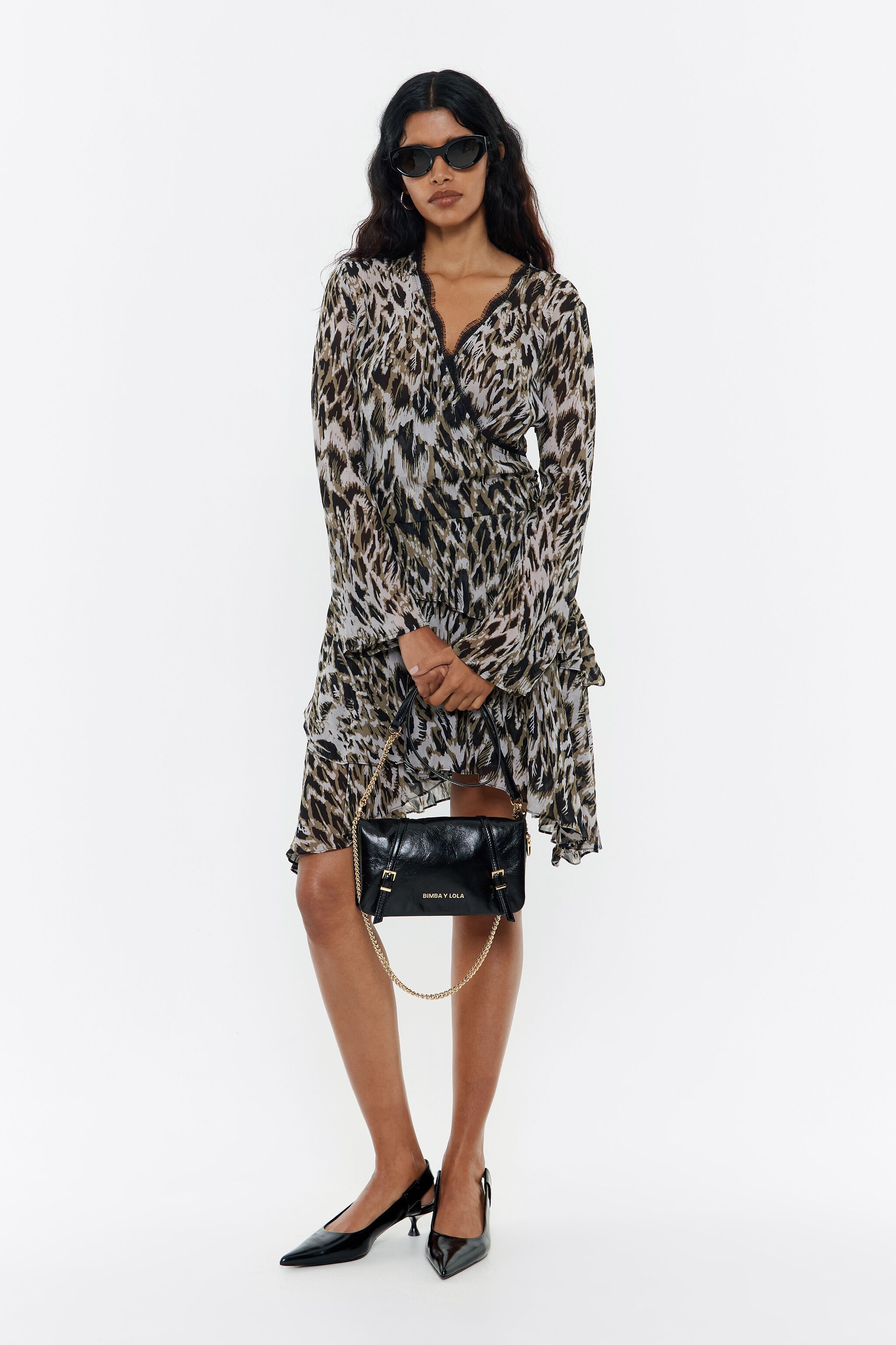 Khaki Plumancha tiered mini dress