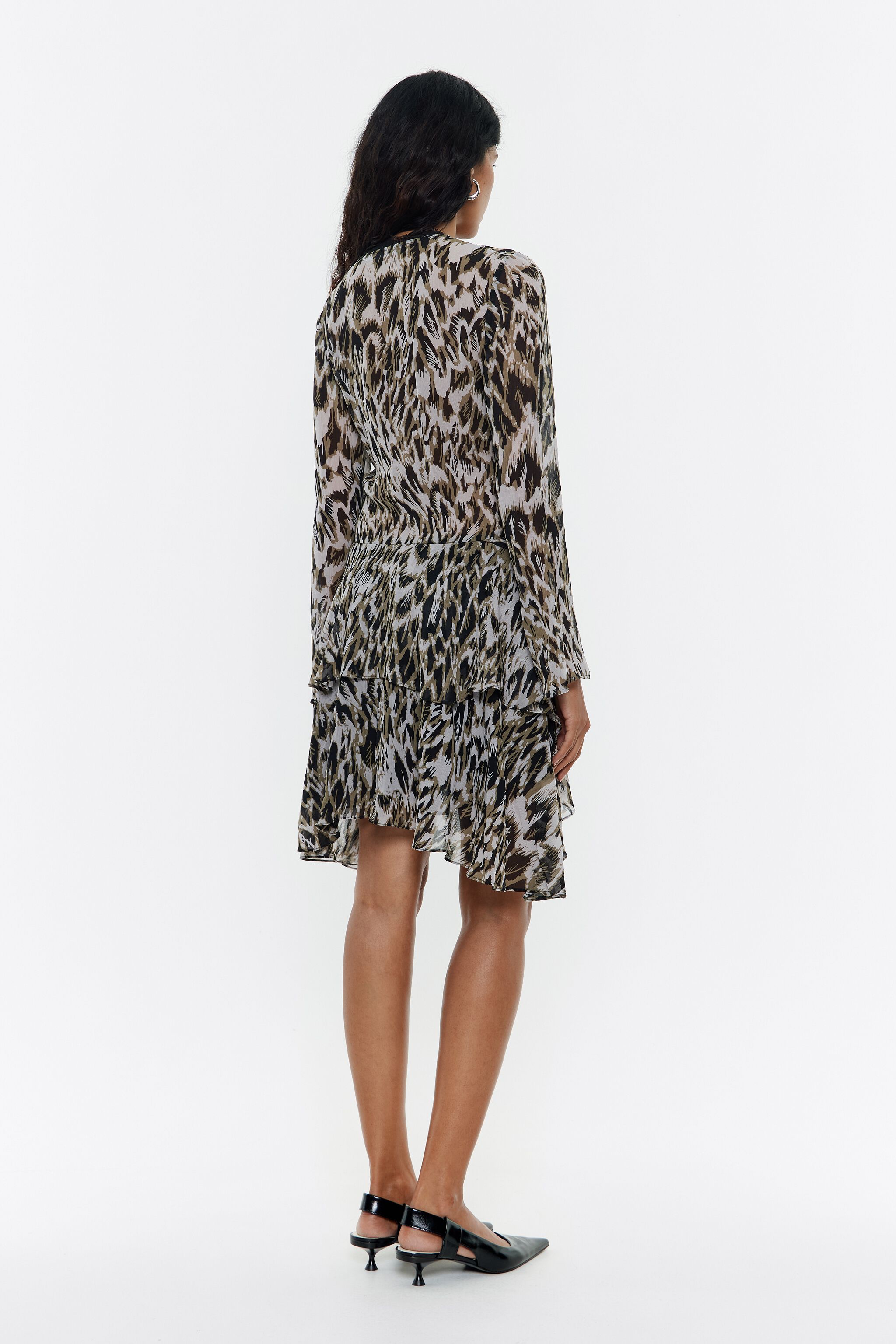 Khaki Plumancha tiered mini dress