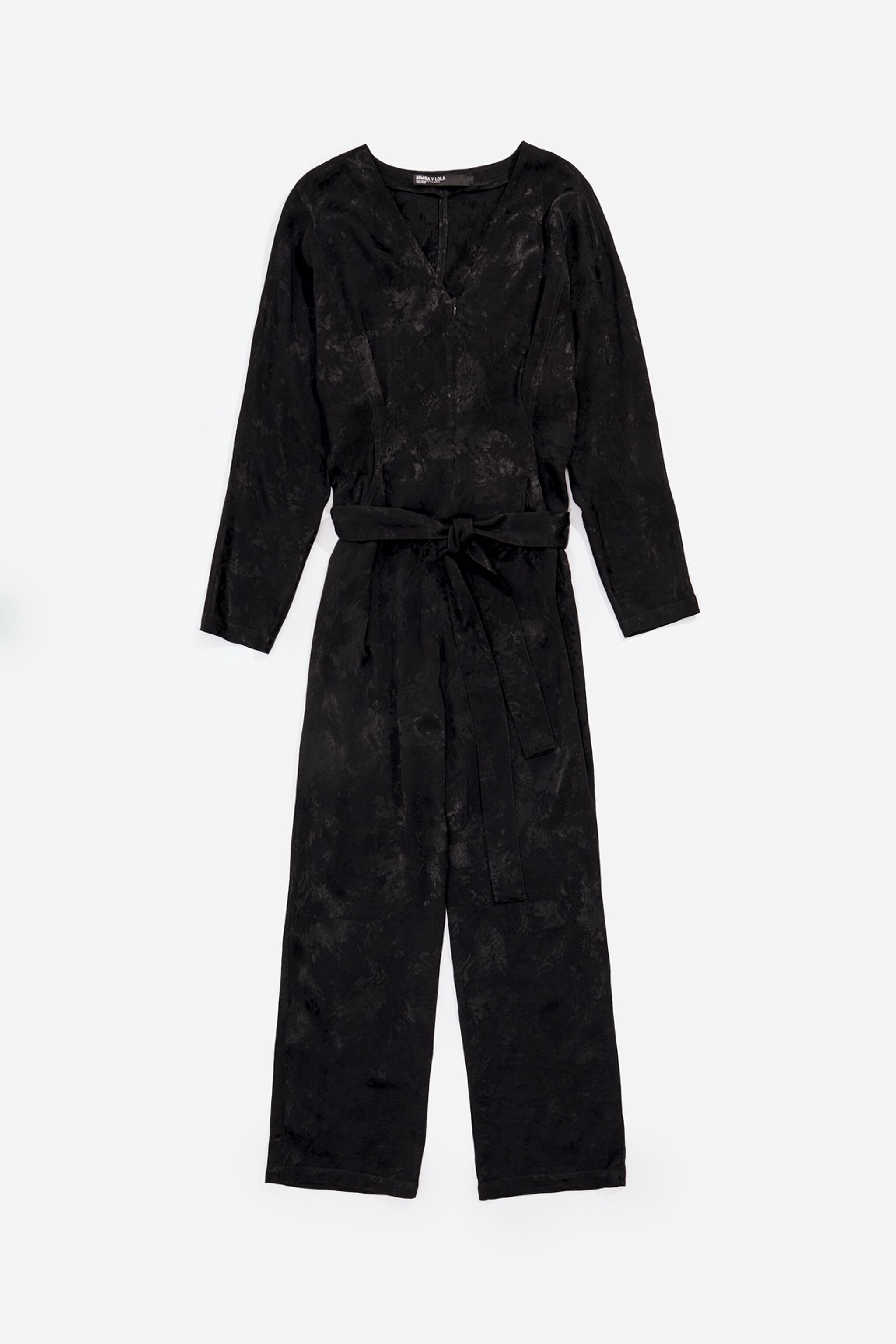 Black fluid jacquard jumpsuit