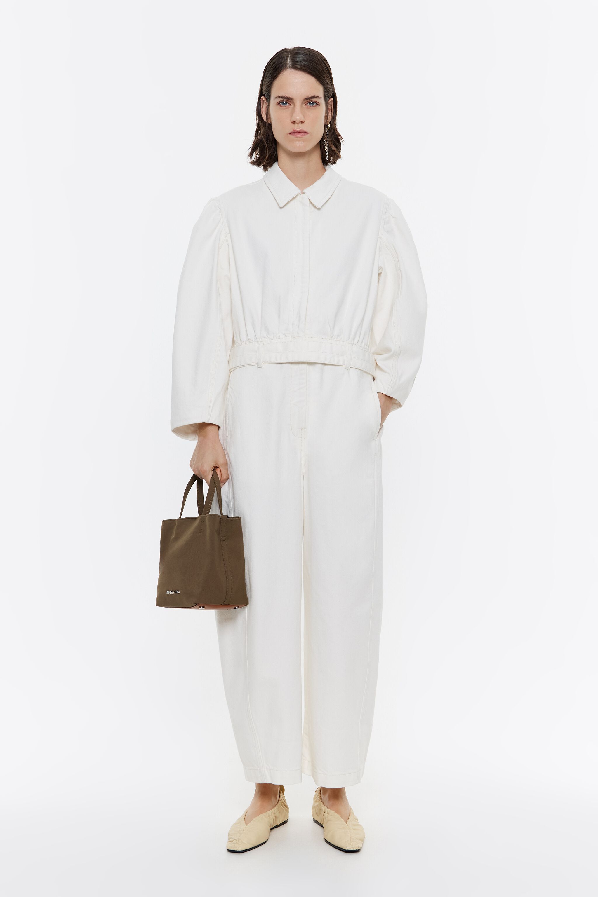 Ivory denim jumpsuit