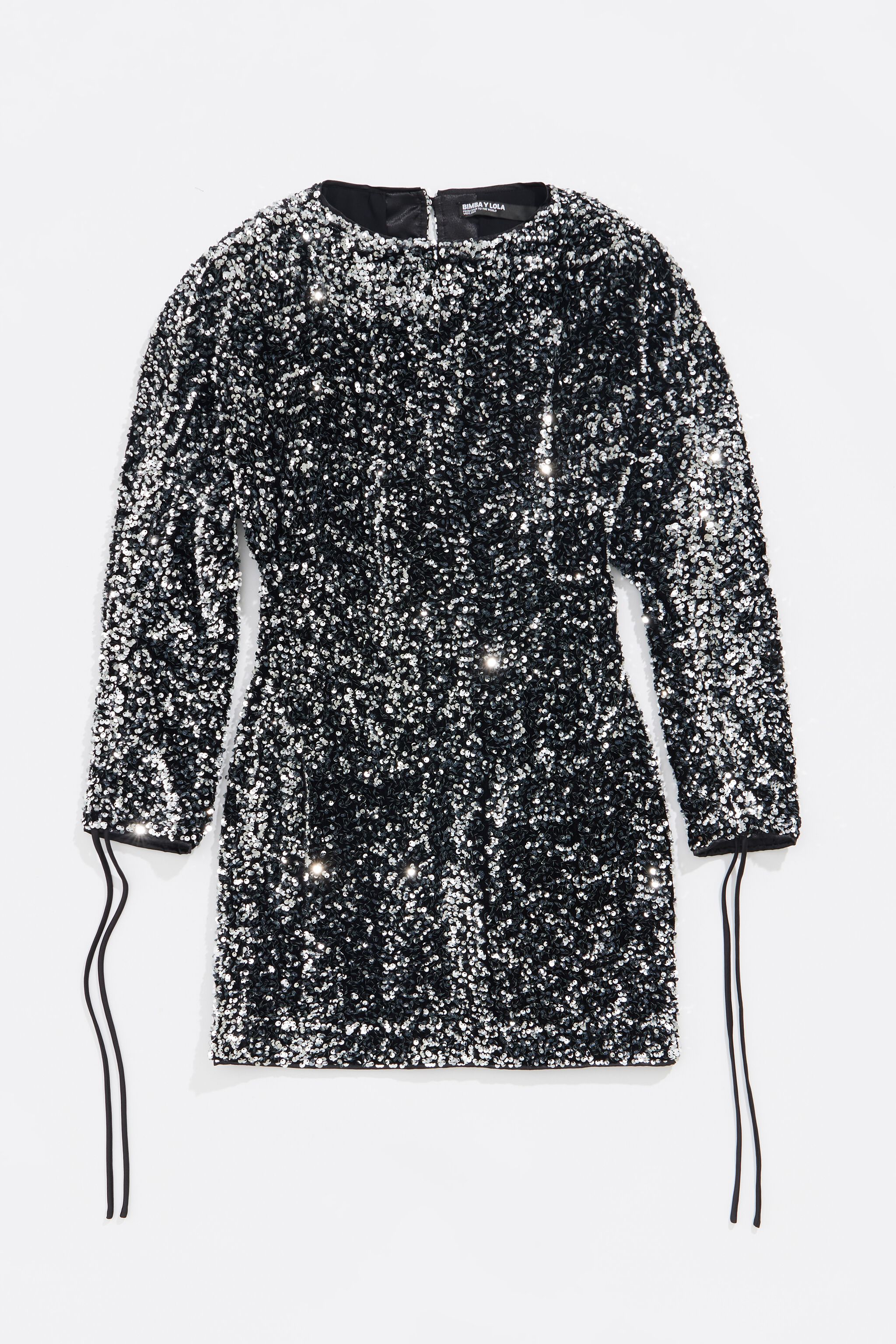 Anthracite sequin shoulder pads dress