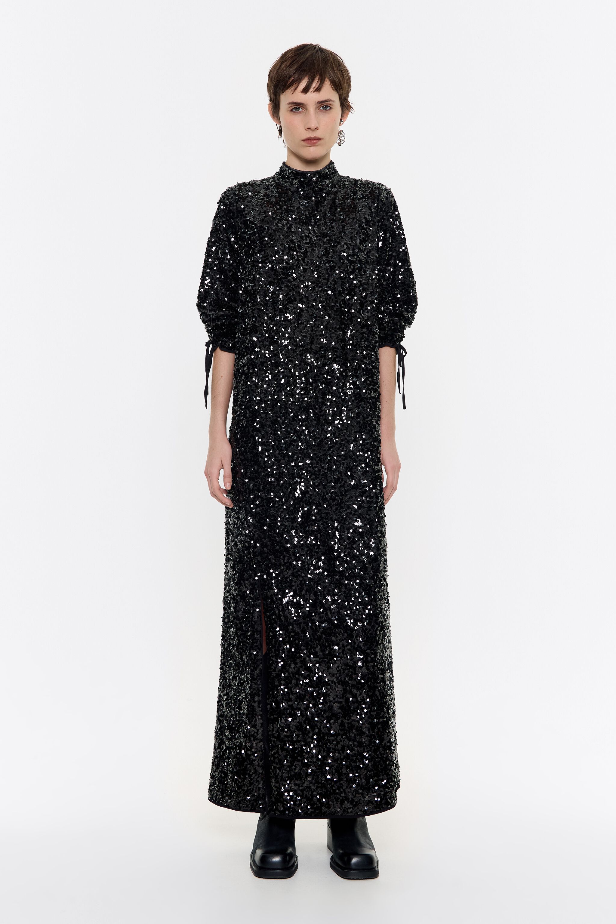 Long black sequin dress