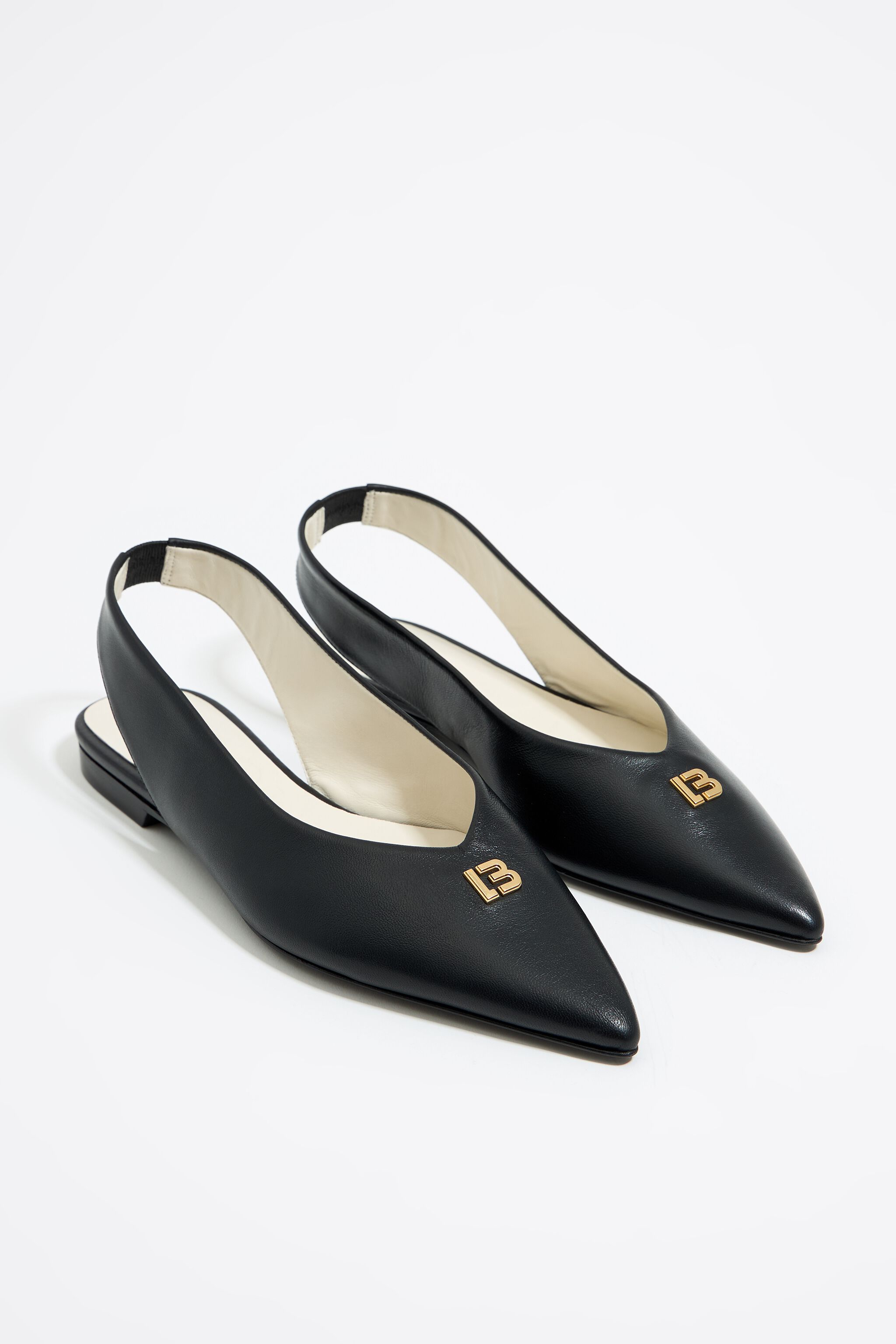 Black leather slingback ballerina