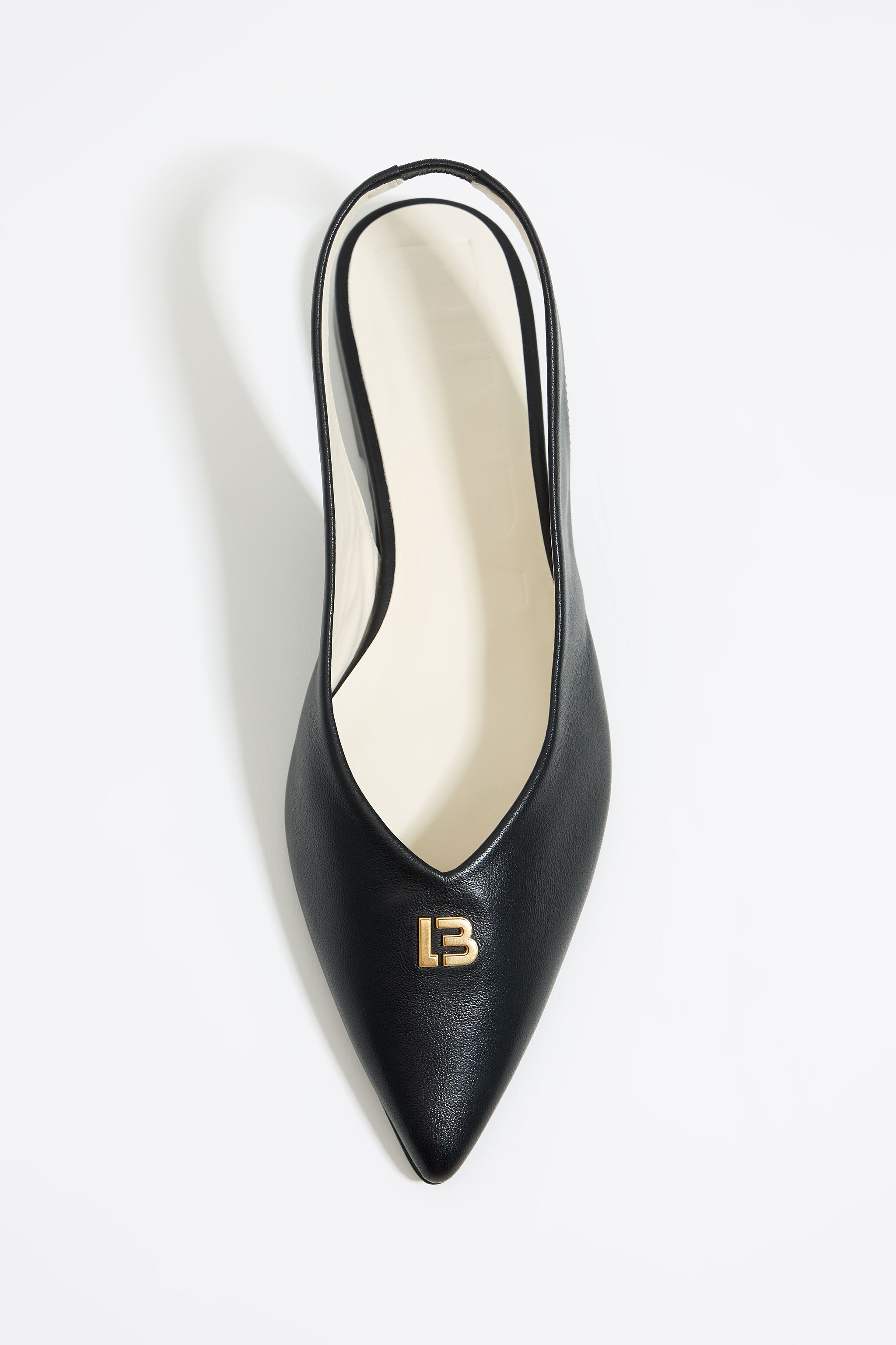 Black leather slingback ballerina