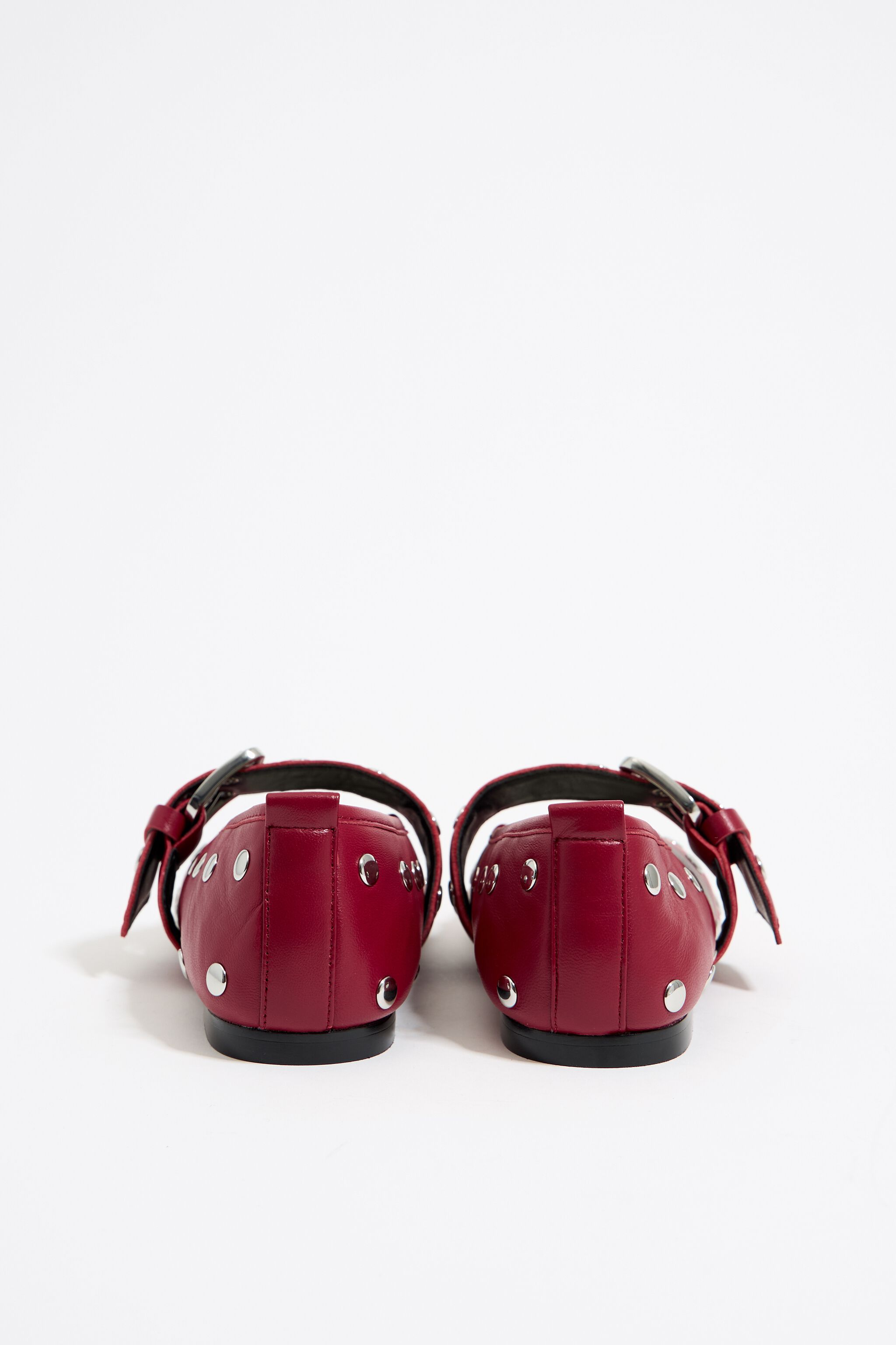 Studded red leather ballerina