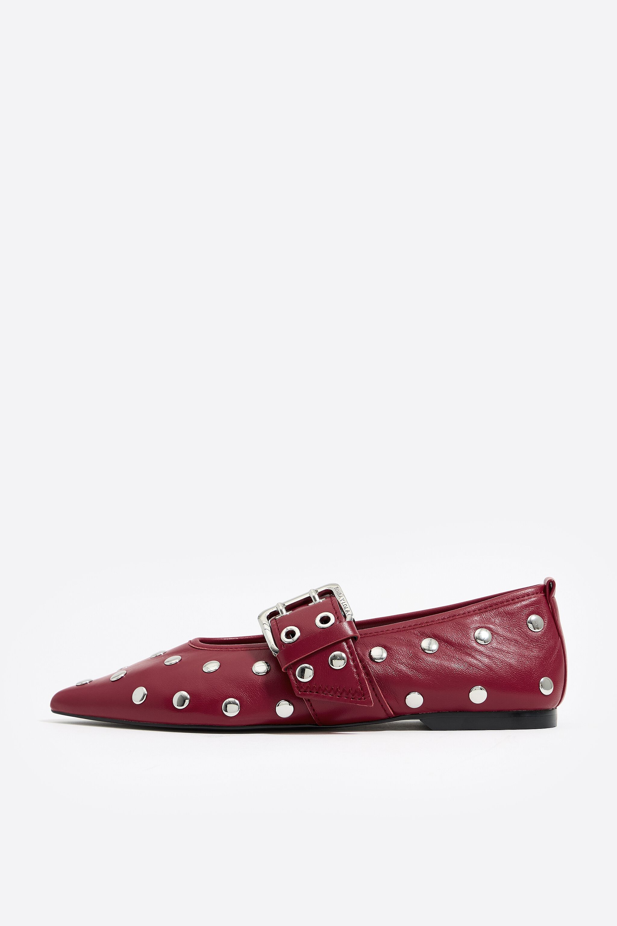 Studded red leather ballerina