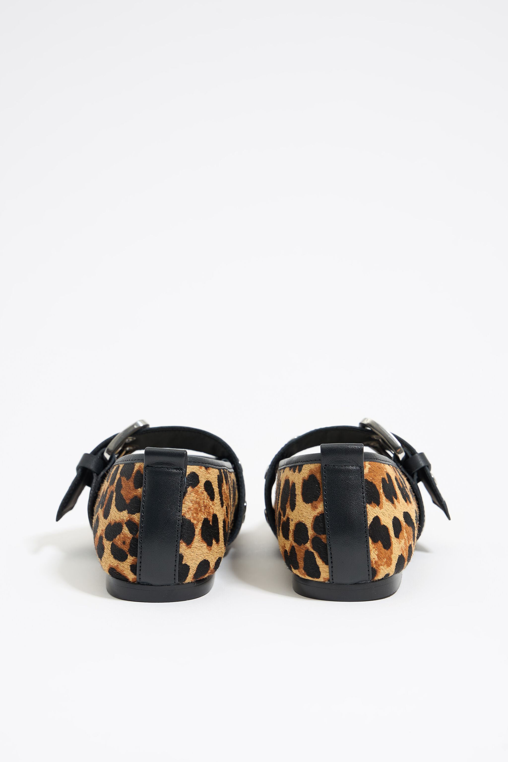 Leopard print fur studded ballerina