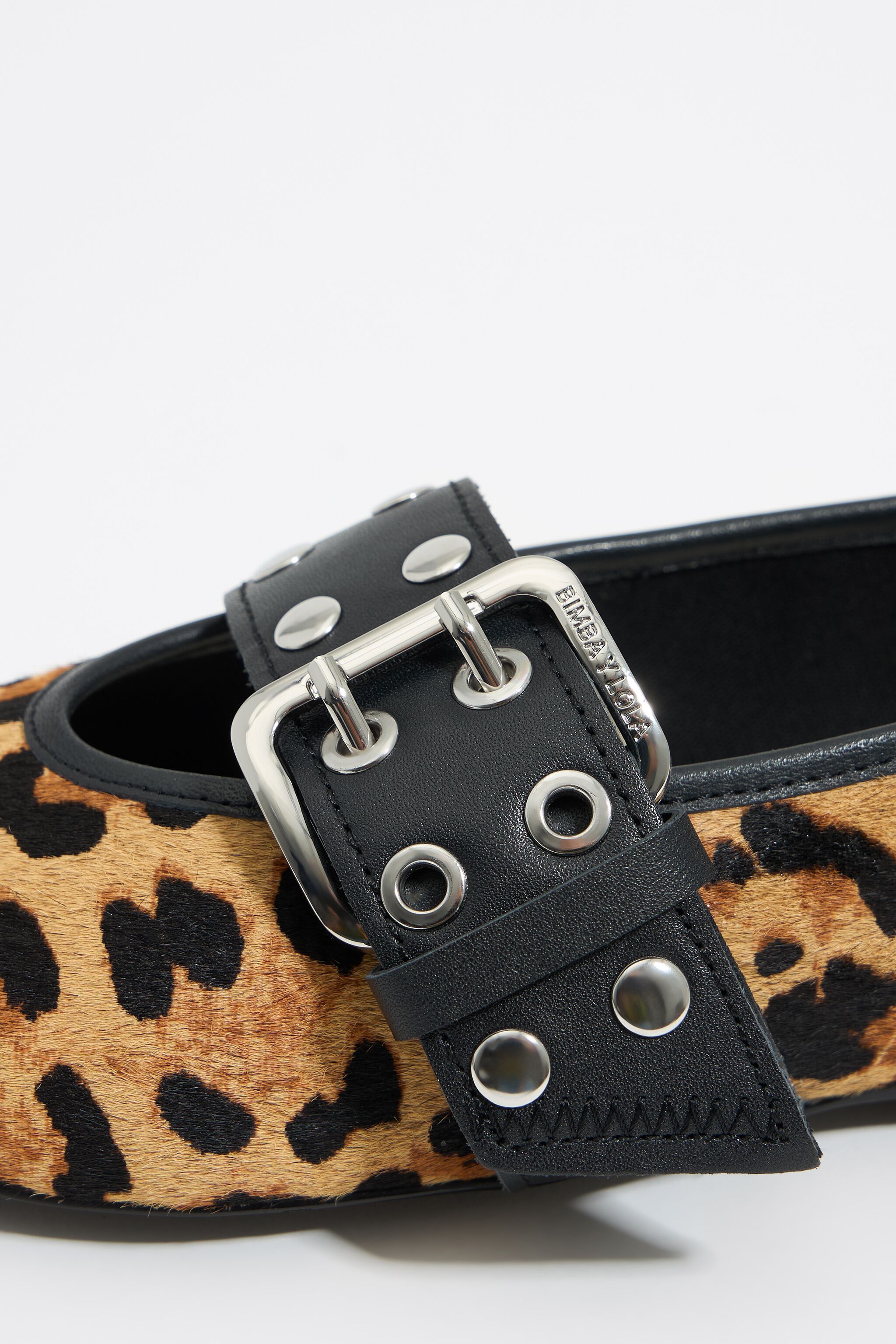 Leopard print fur studded ballerina