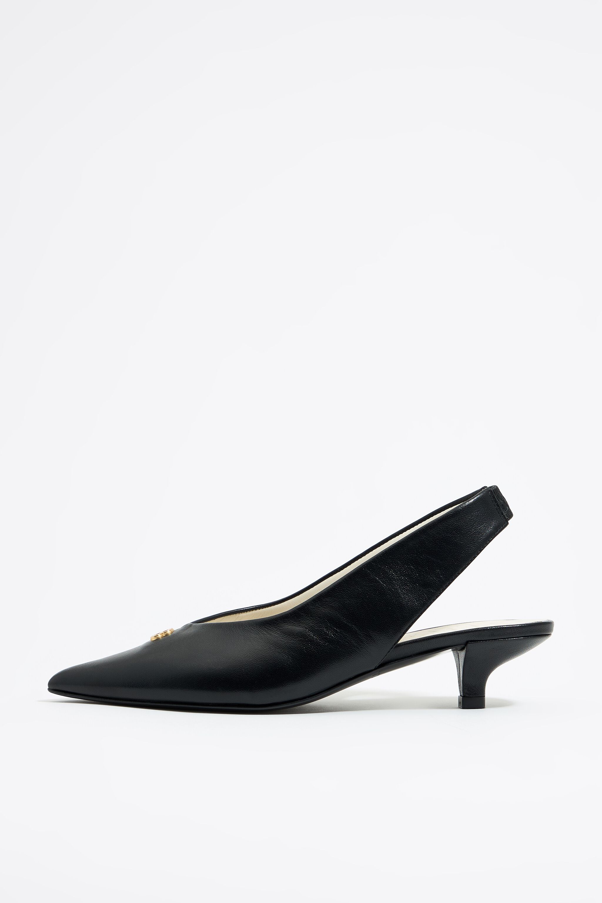 Black leather LB slingback court shoe