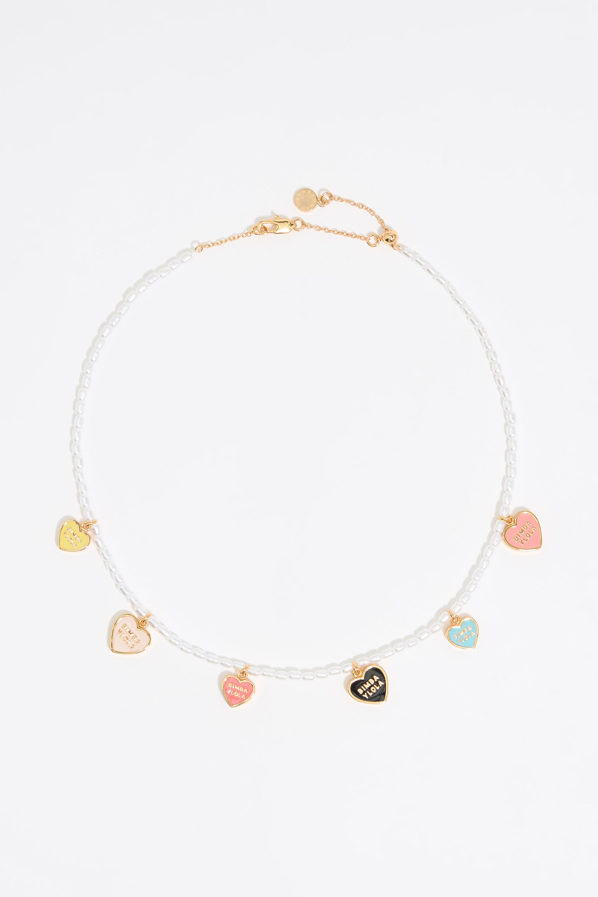 Pearl and multicolor Heart logo necklace