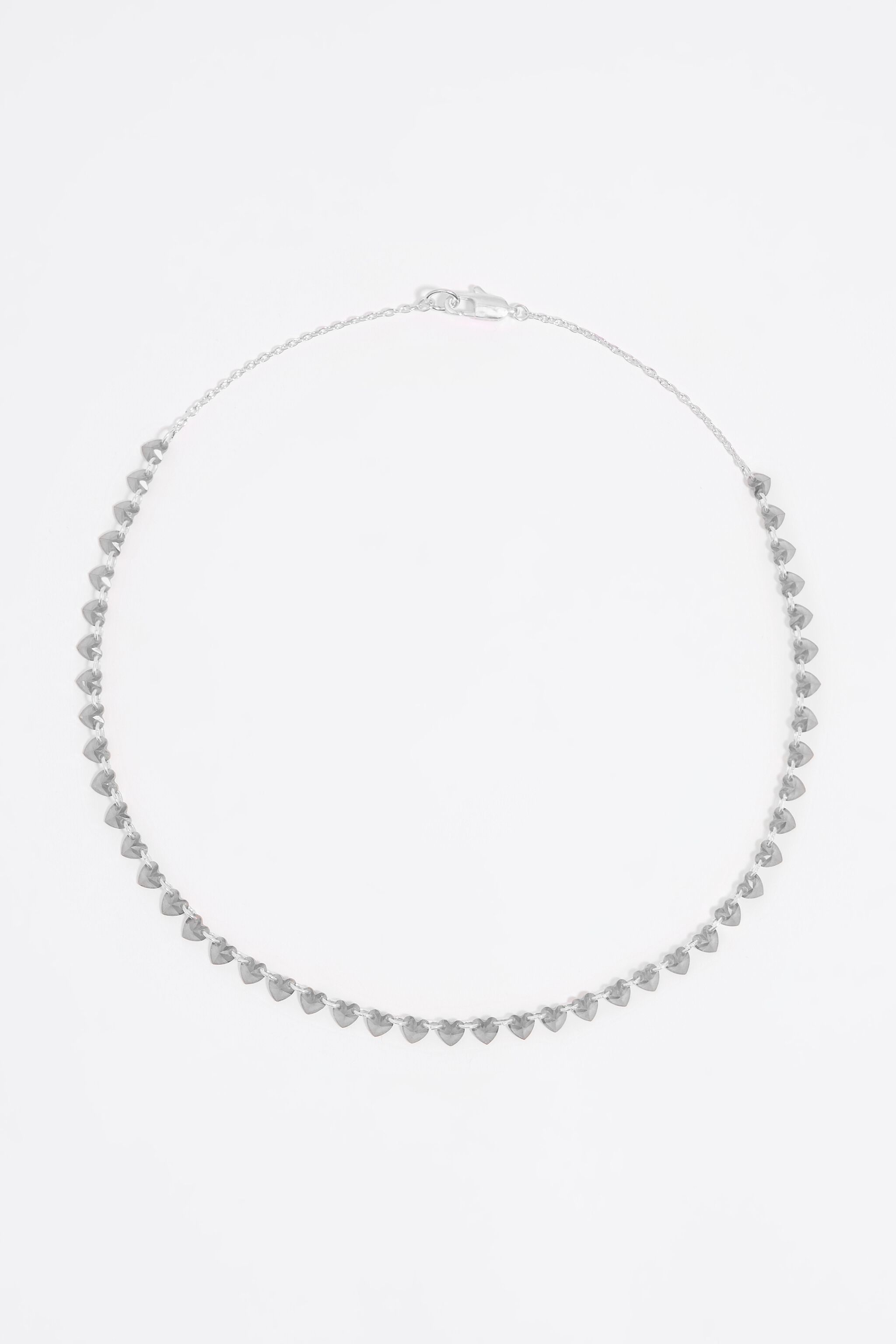 Silver hearts and crystals necklace