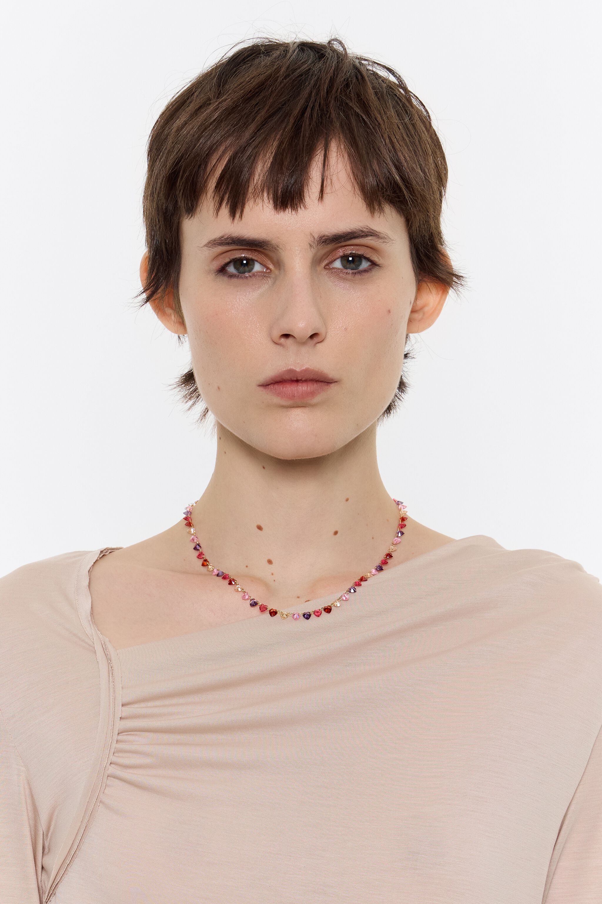 Multicolor hearts and crystals necklace