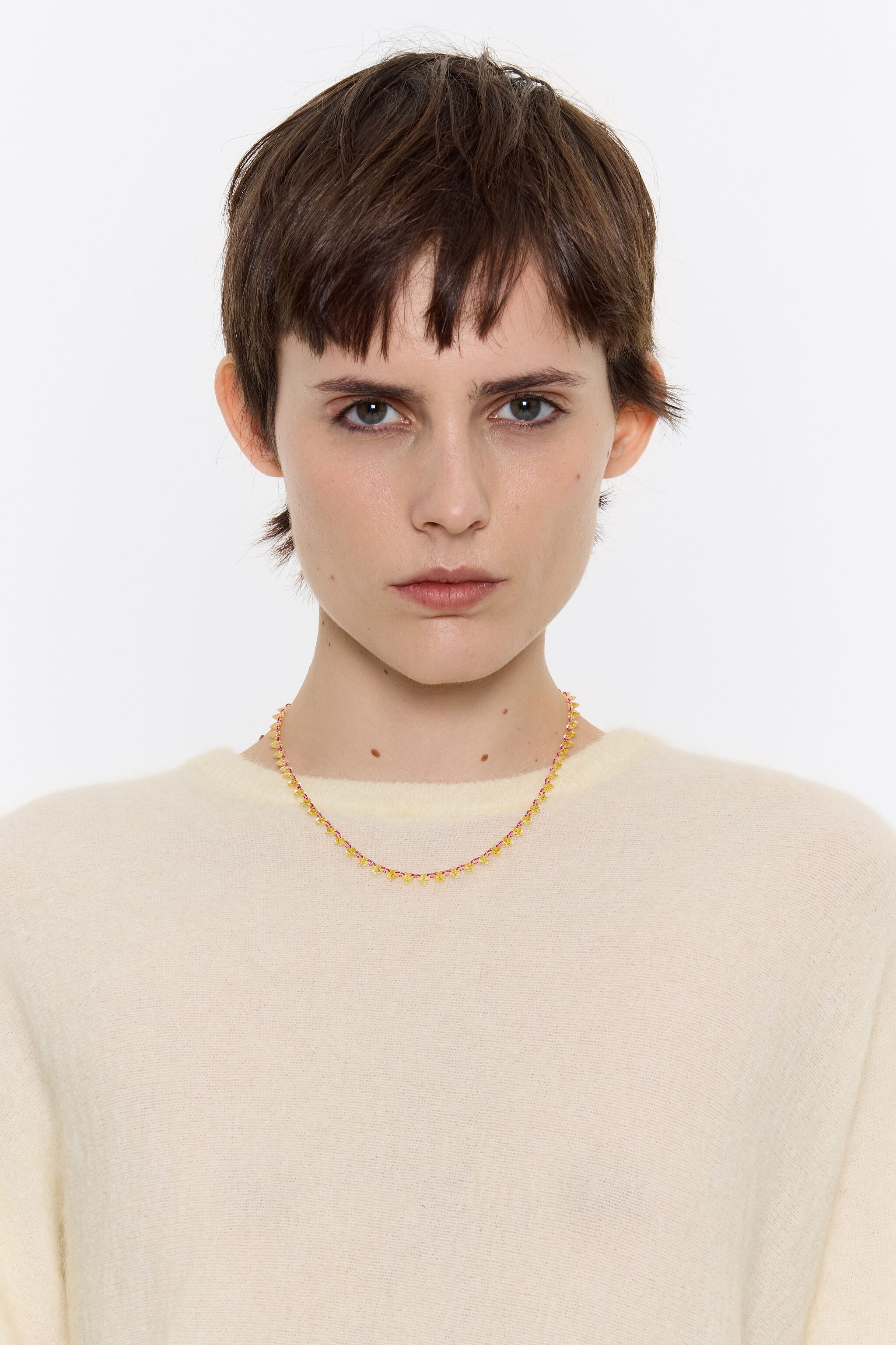 Yellow hearts and crystals necklace