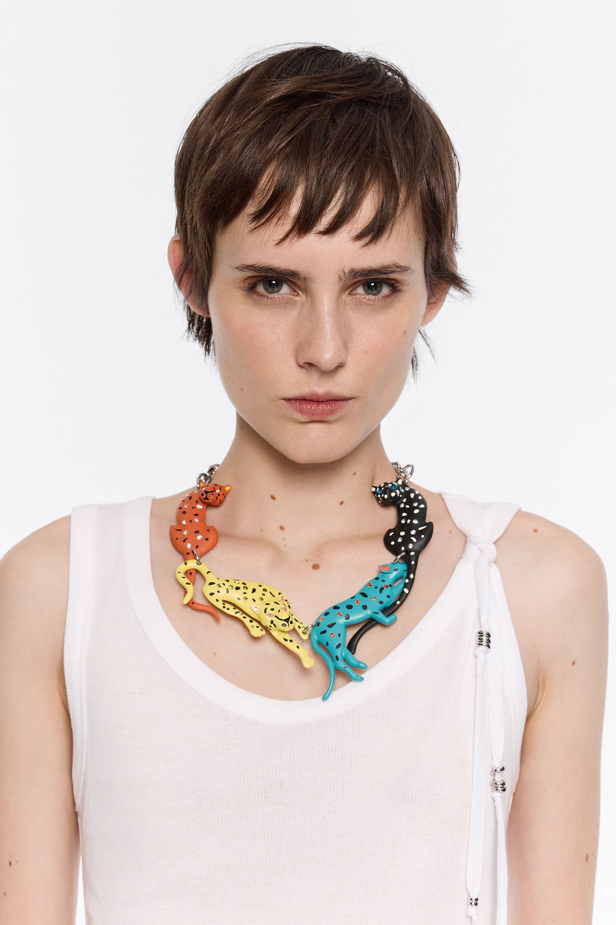 Silver panthers necklace