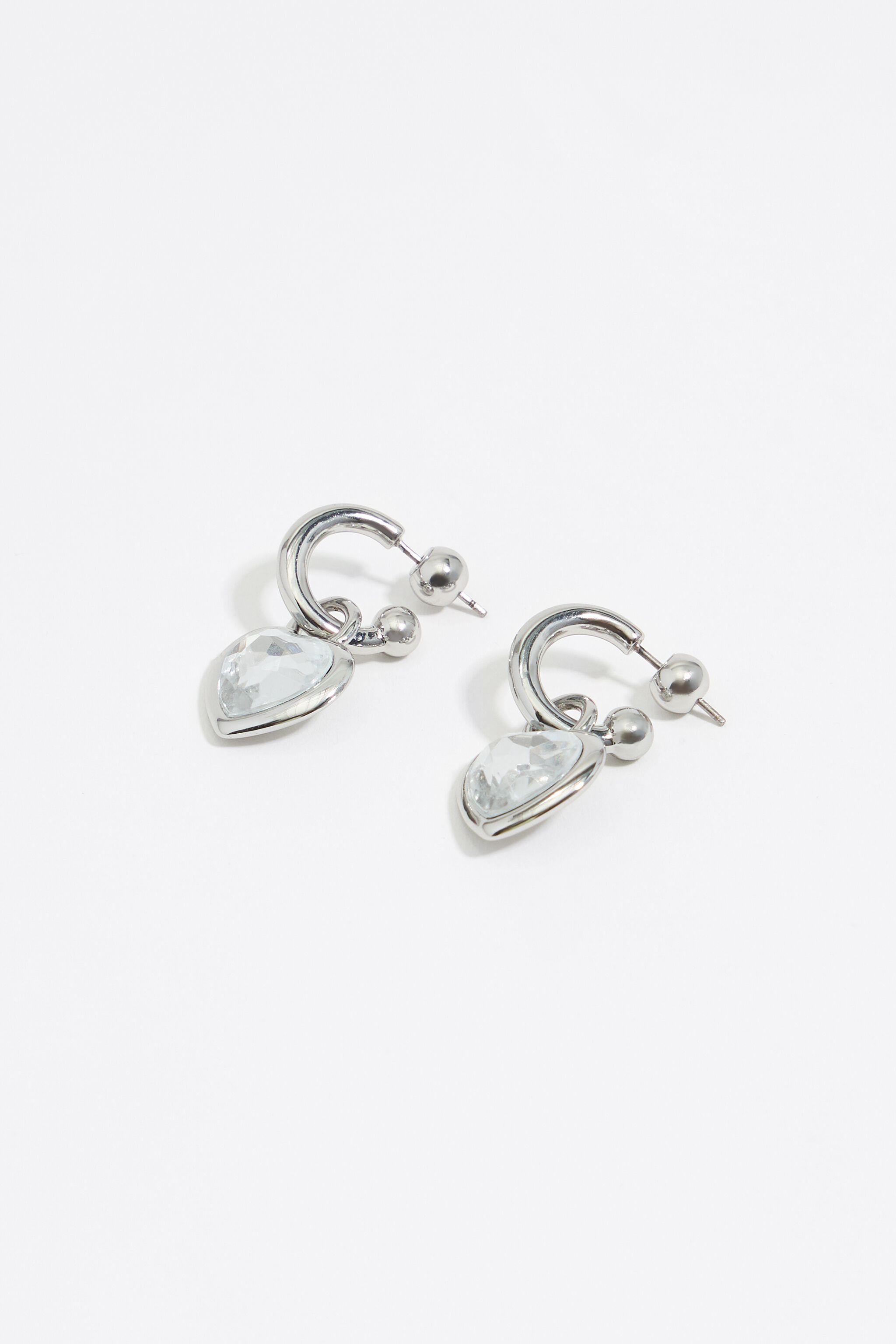 Silver heart hoop earrings