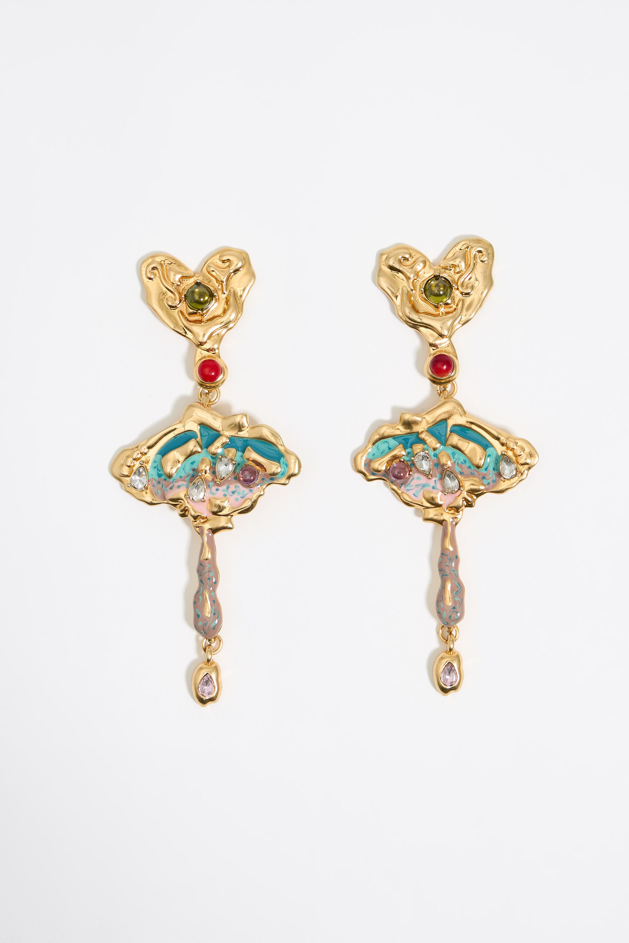 Textured gold heart earrings