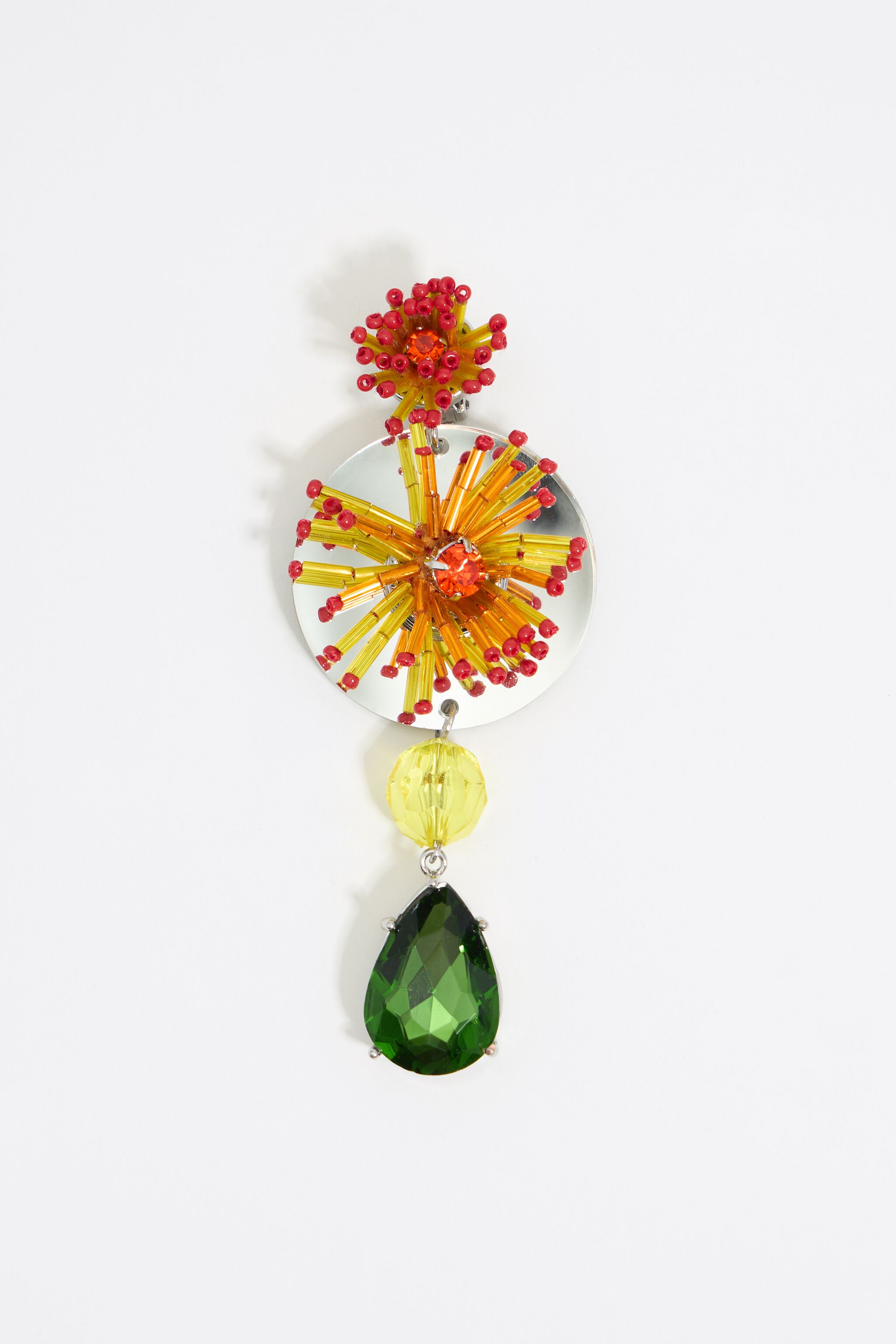 Multicolor flower and crystal earrings