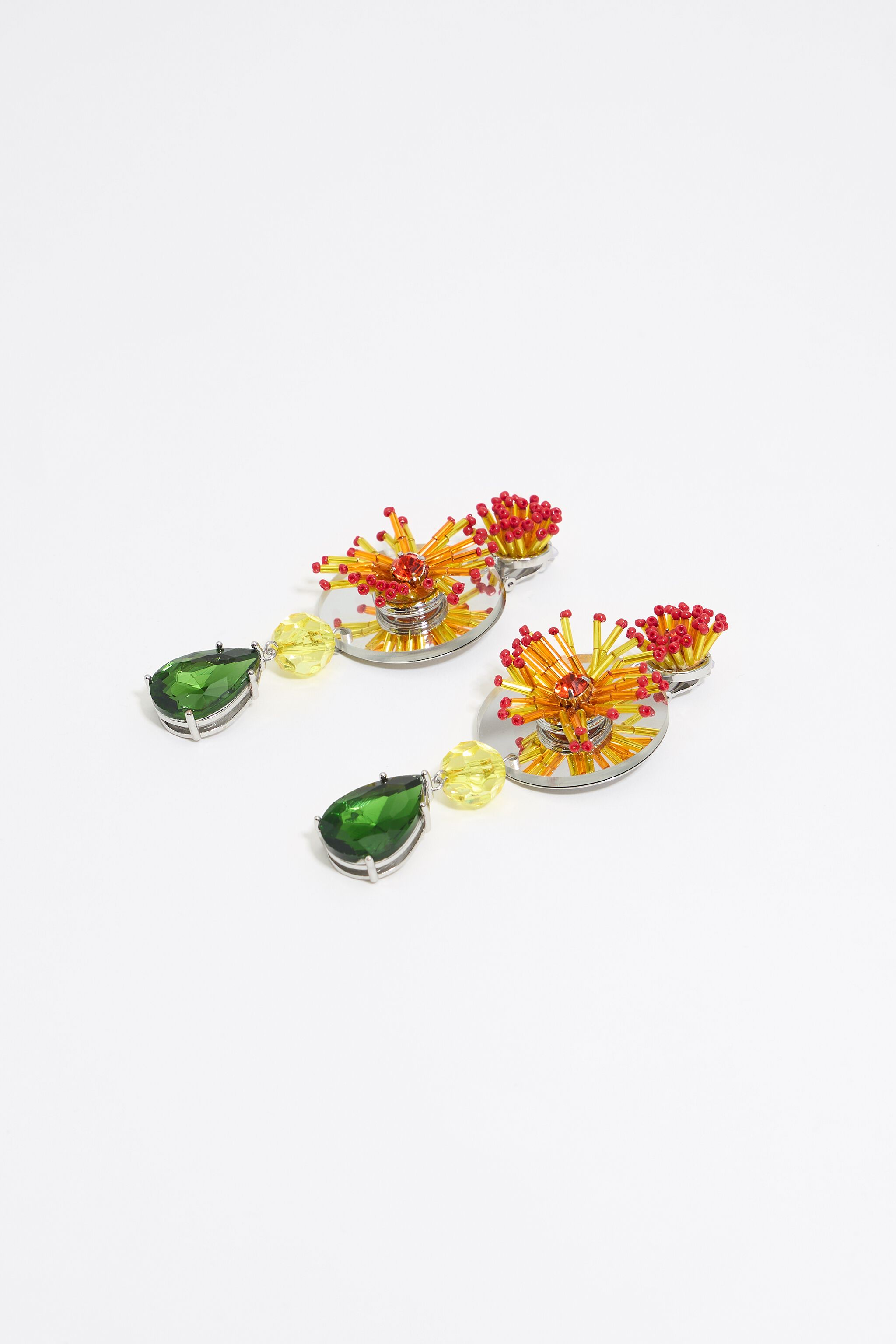 Multicolor flower and crystal earrings