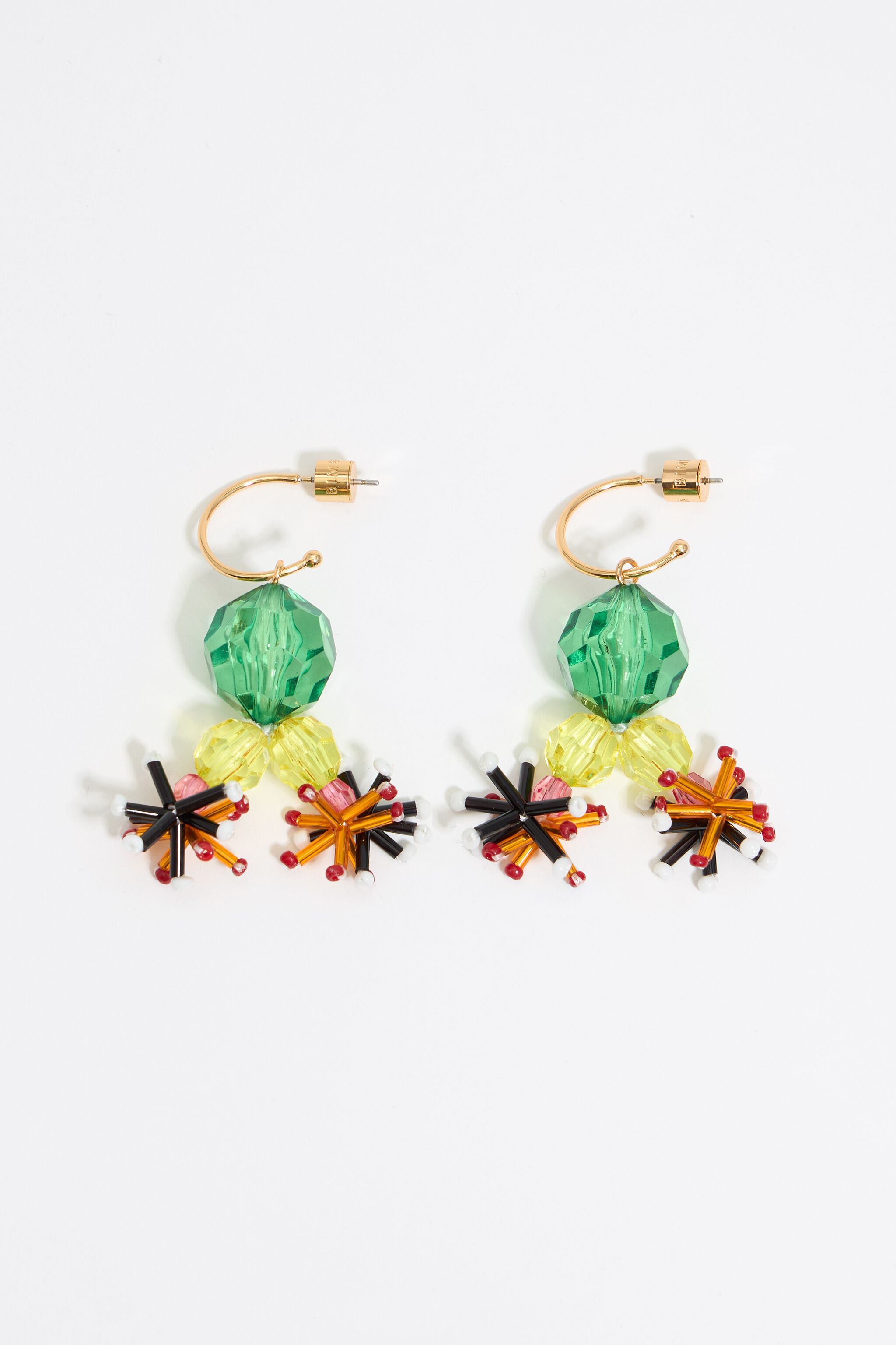 Multicolor beaded flower hoop earrings