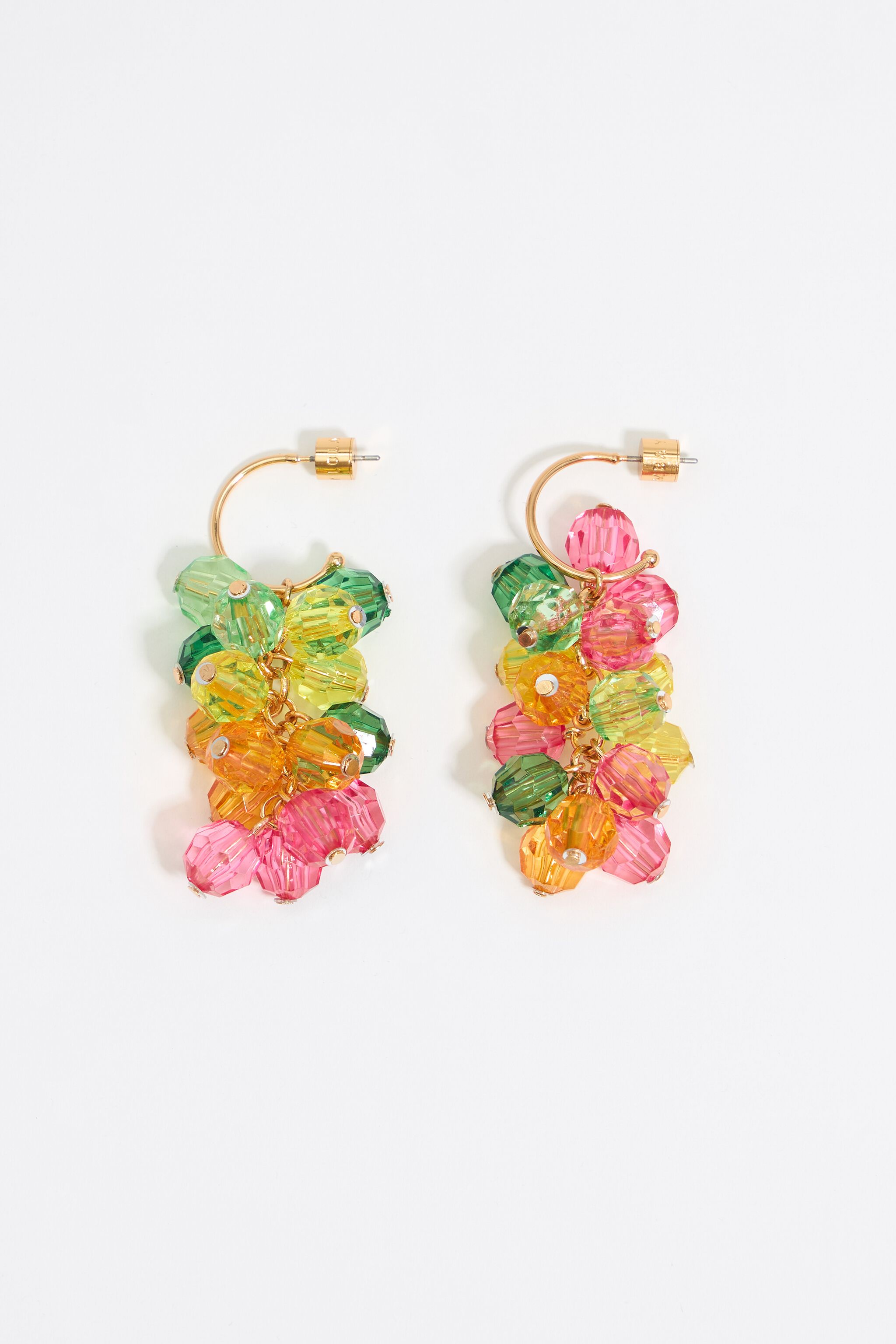 Multicolor beads hoop earrings