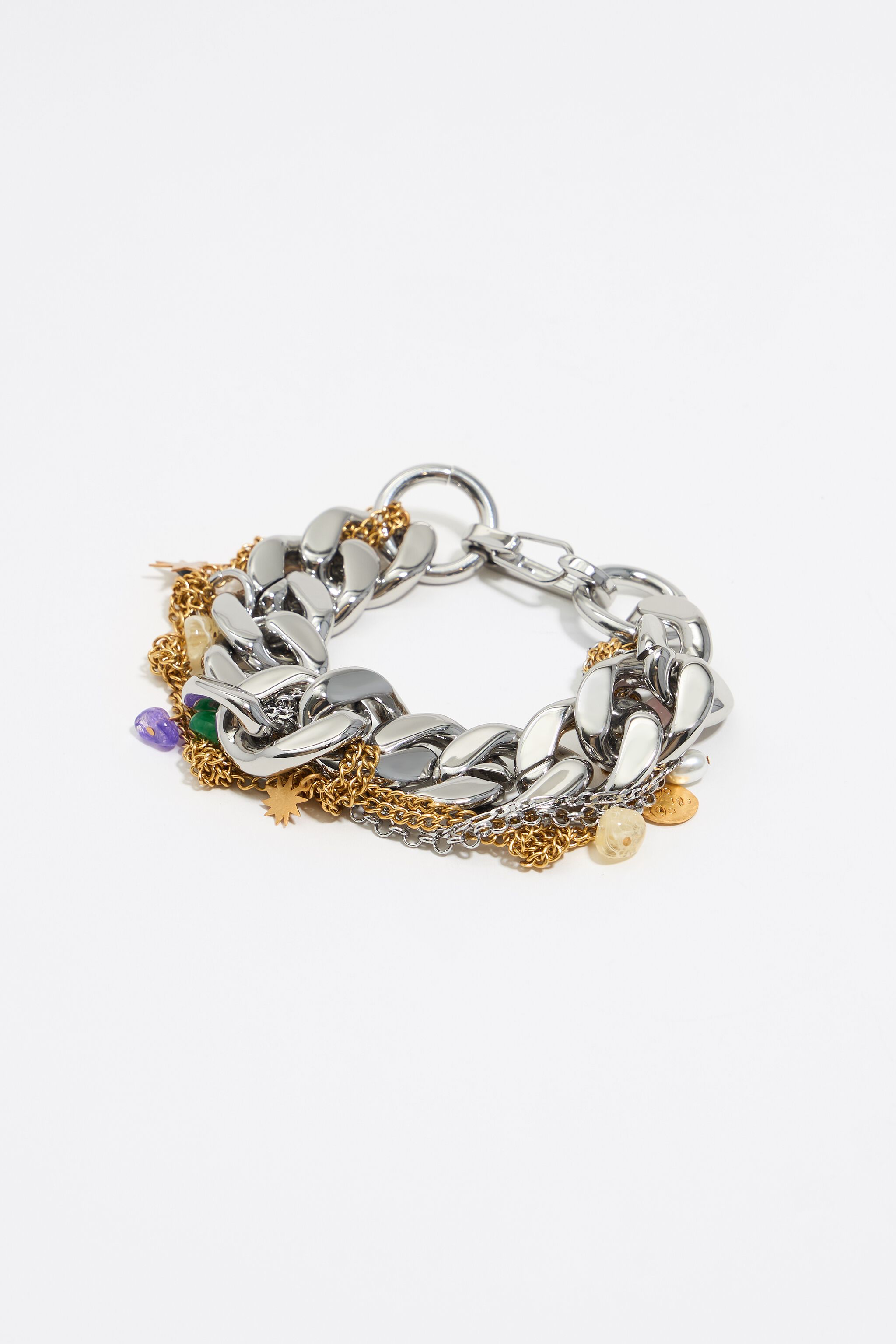 Sun and moon layered chain ankle bracelet