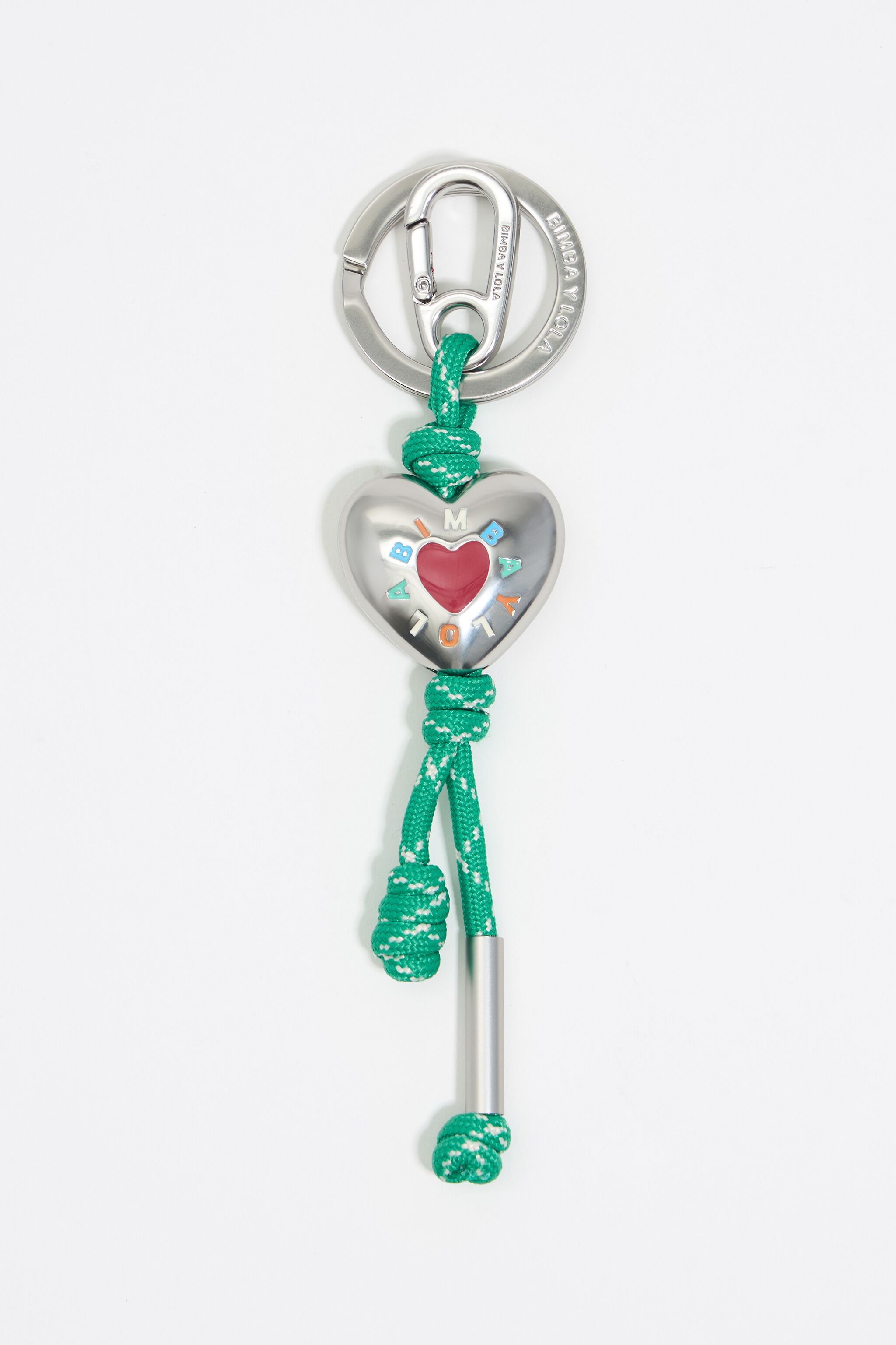 Green rope heart key ring