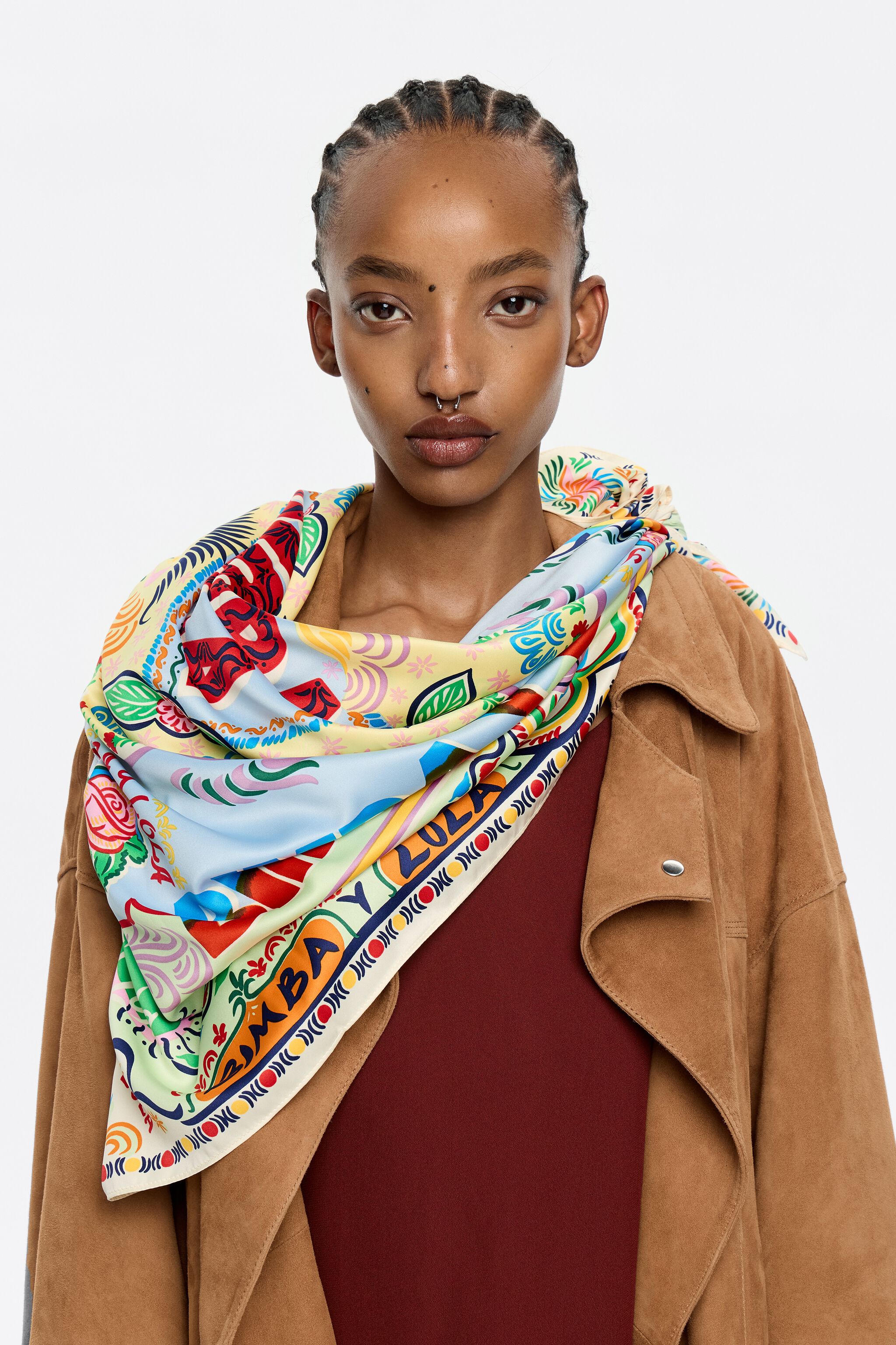 Lime Indian logos scarf