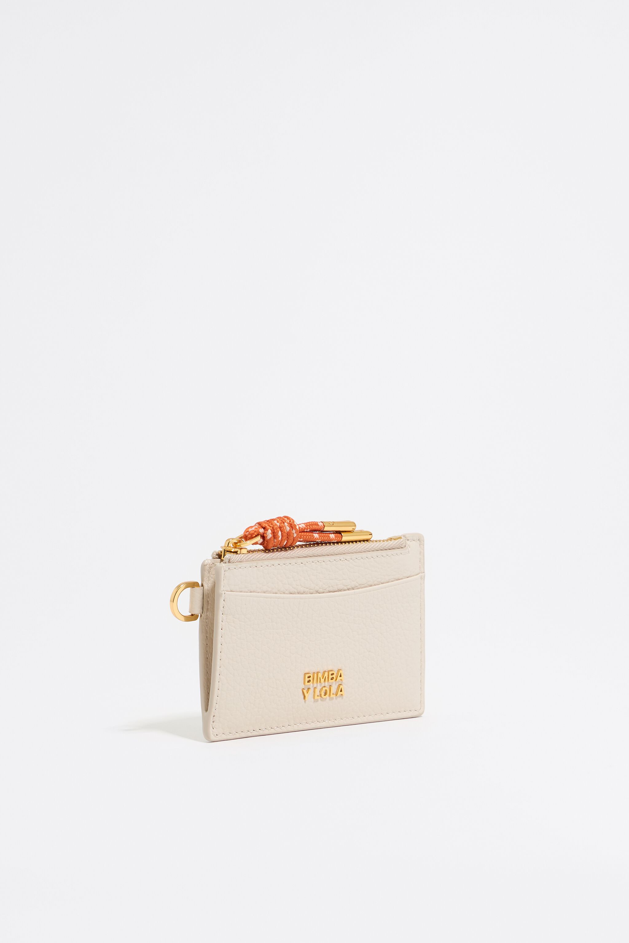 Off-white leather card holder