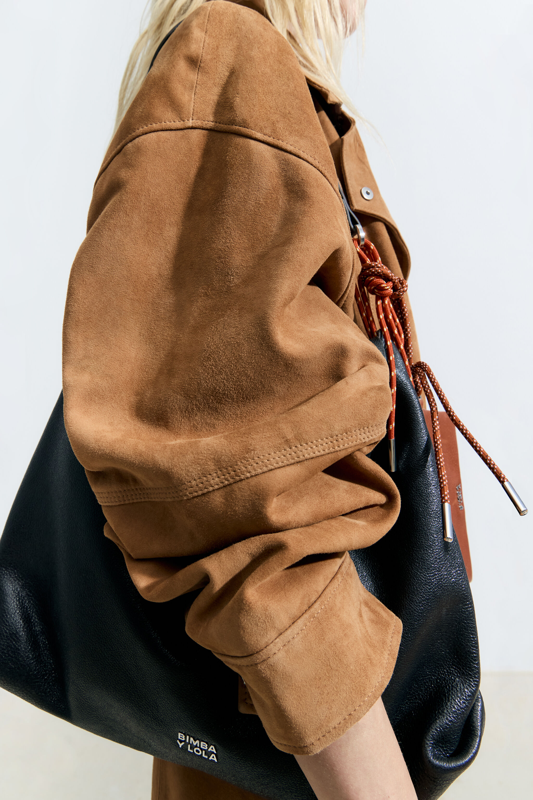 Large black leather Paper bag