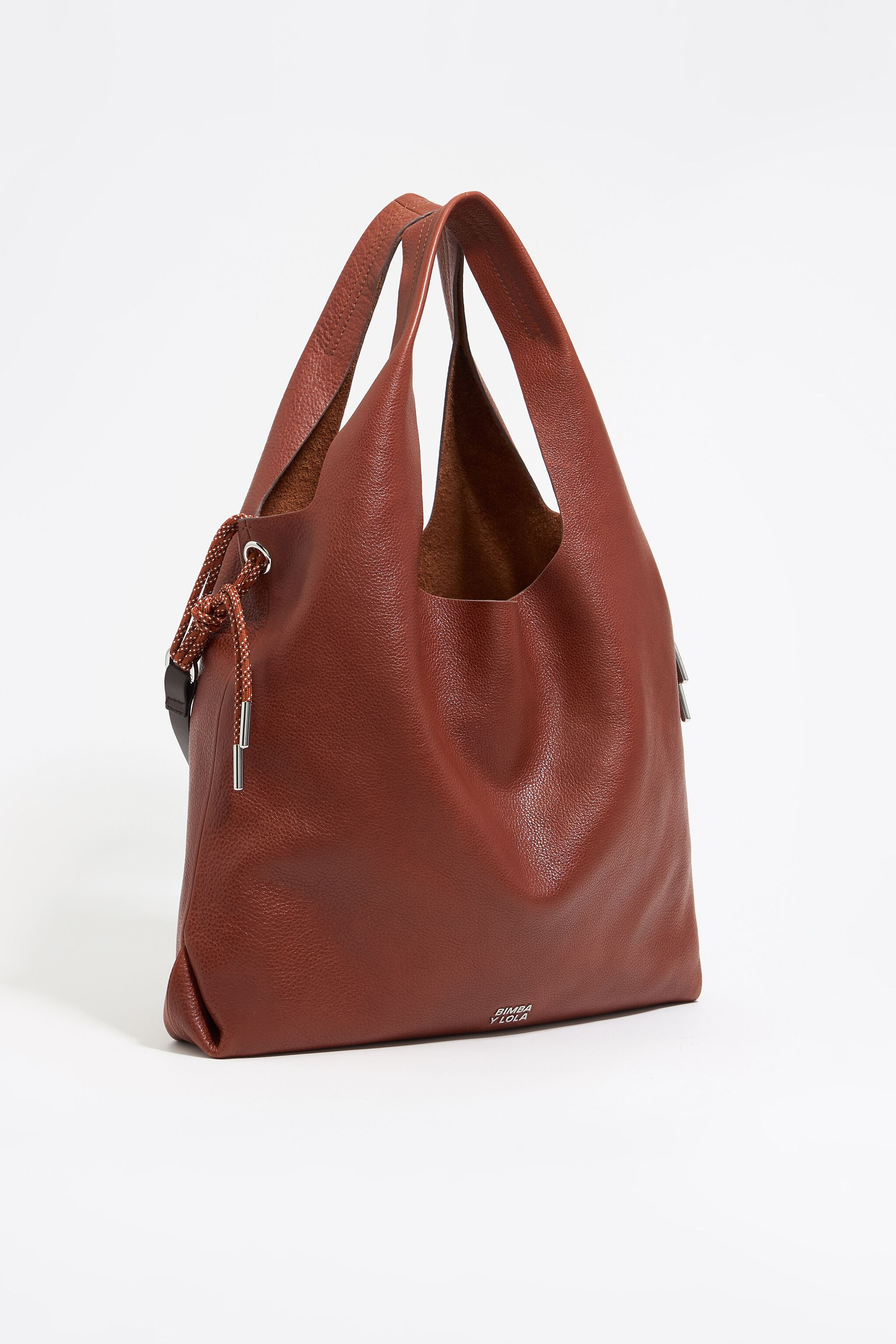 Large chestnut leather Paper bag