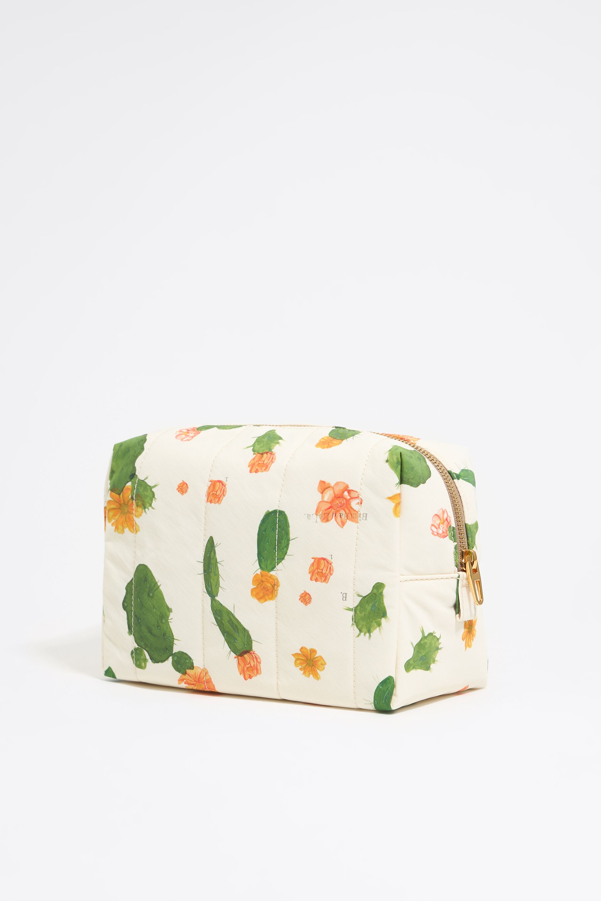 Large ivory mini Cactus nylon make-up case