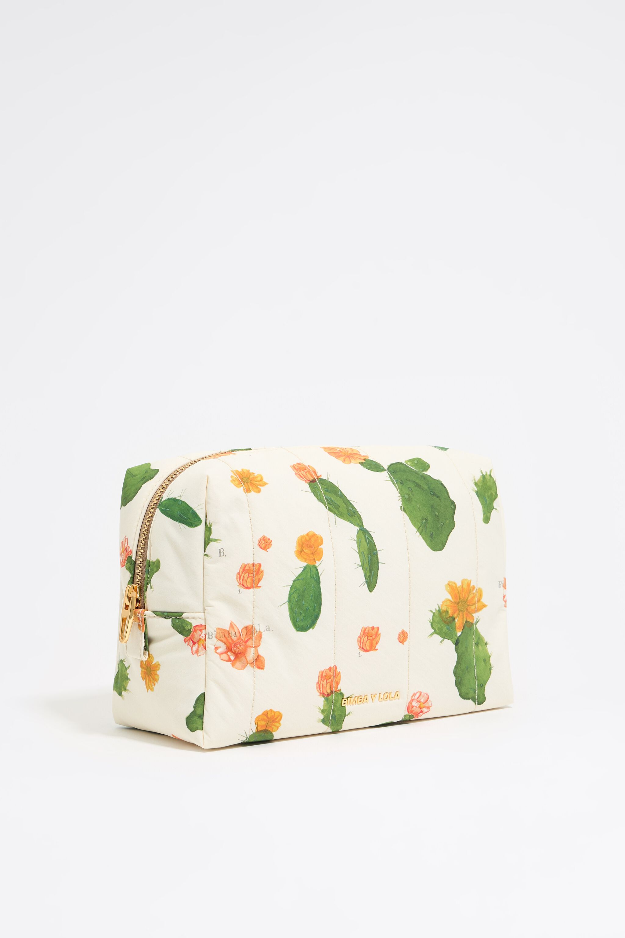 Large ivory mini Cactus nylon make-up case