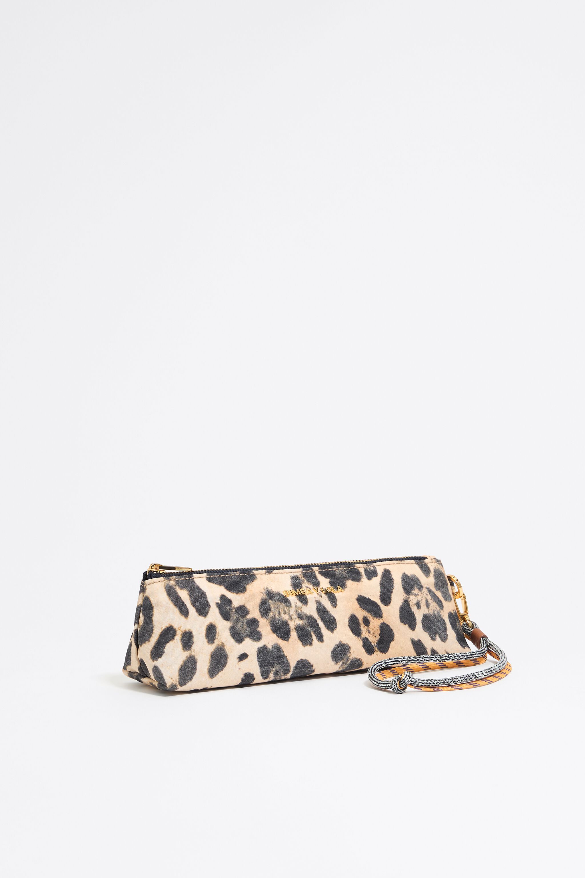 Beige Leopard nylon make-up case
