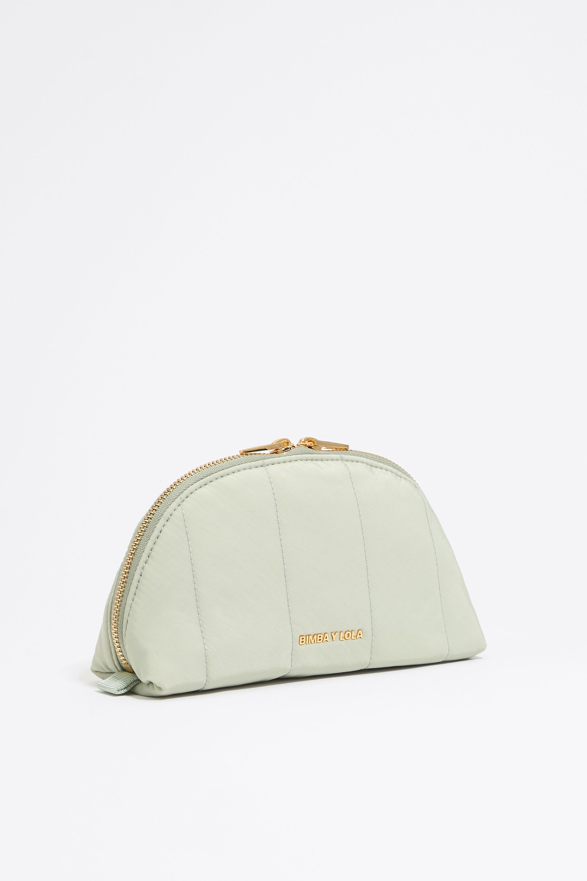 Medium aquamarine nylon half-moon make-up case