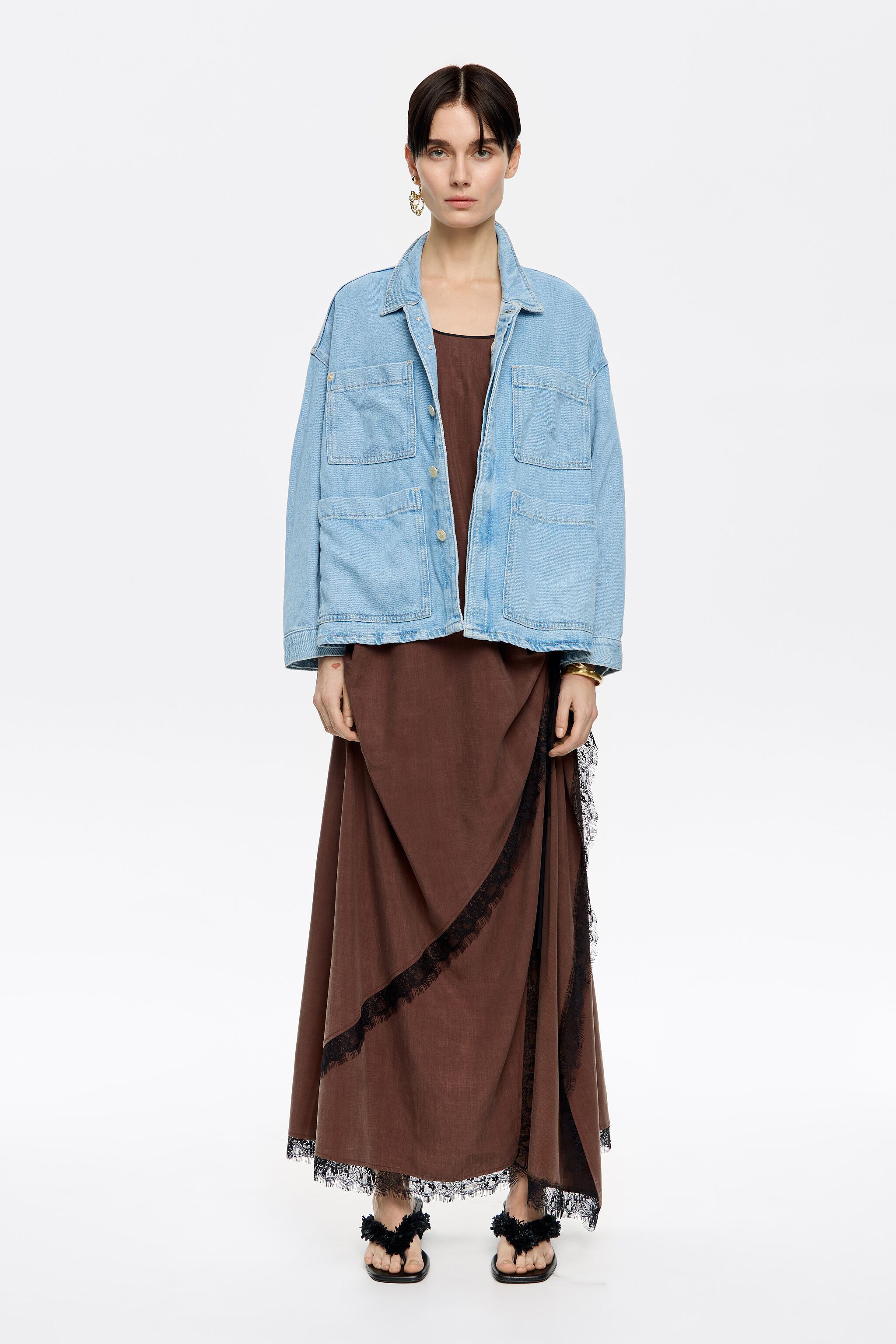 Light blue straight denim jacket