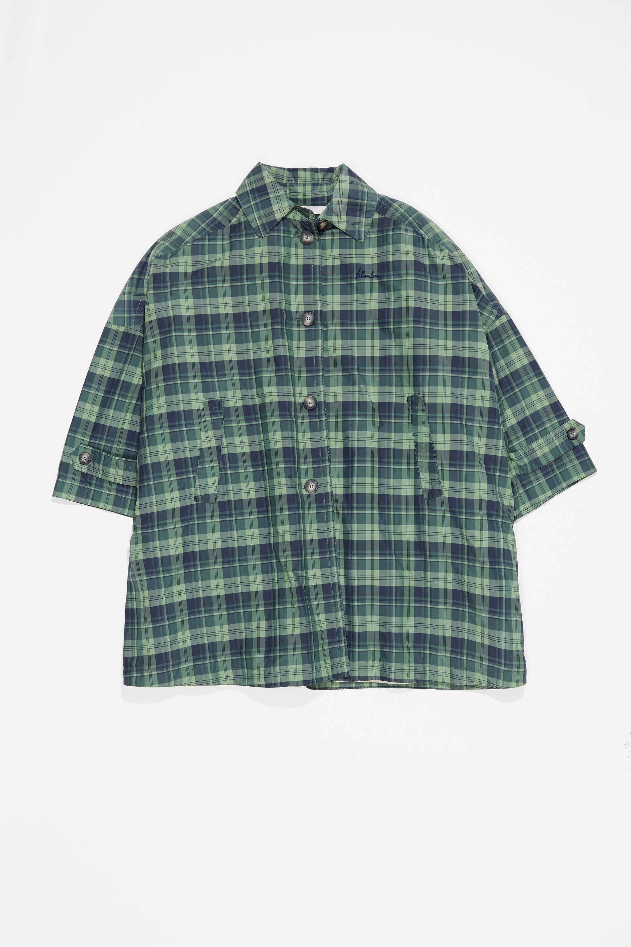 Light green checked trench vest