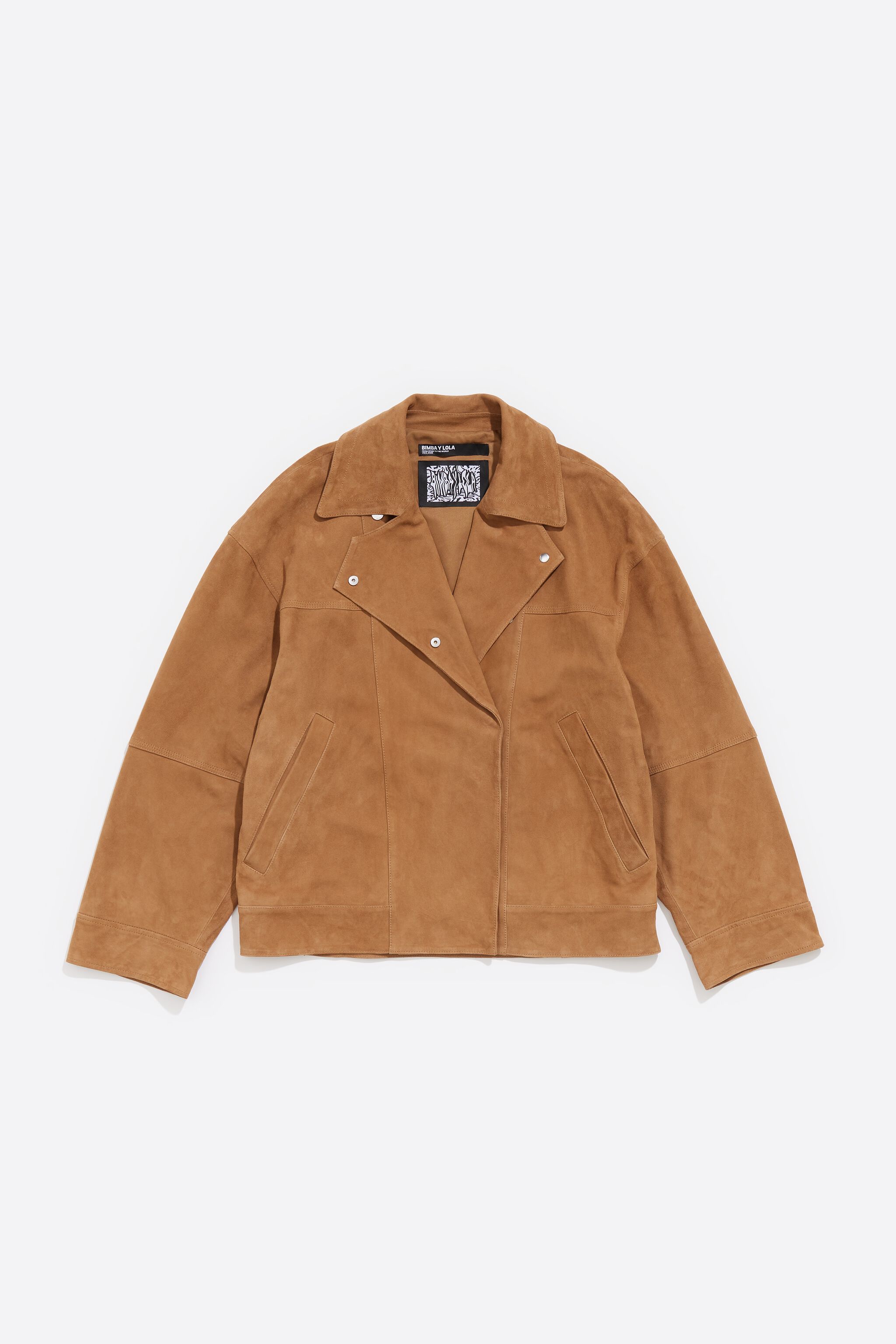 Camel suede double-breasted jacket