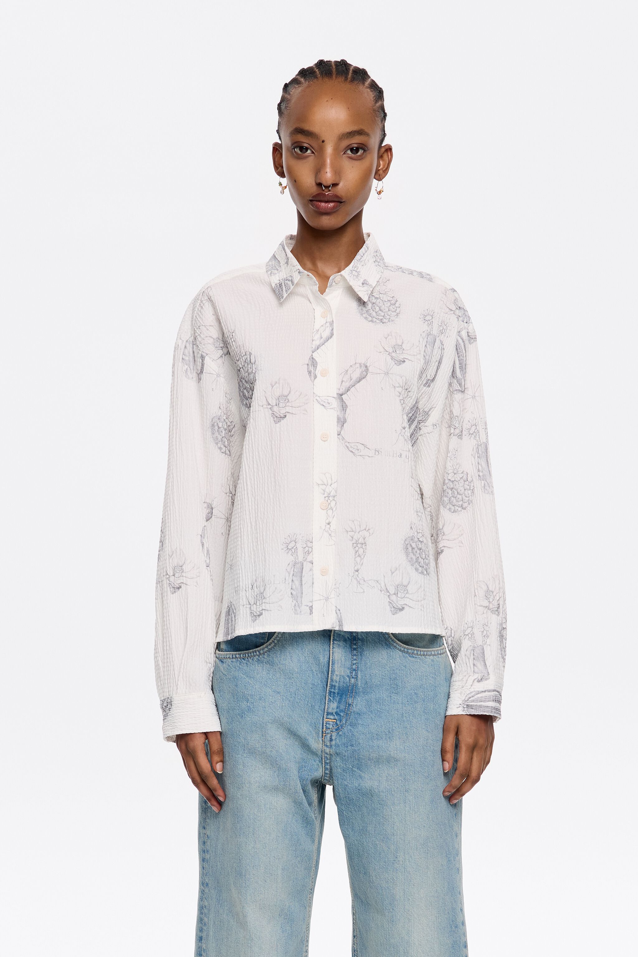 White Cactus L&aacute;piz boxy shirt